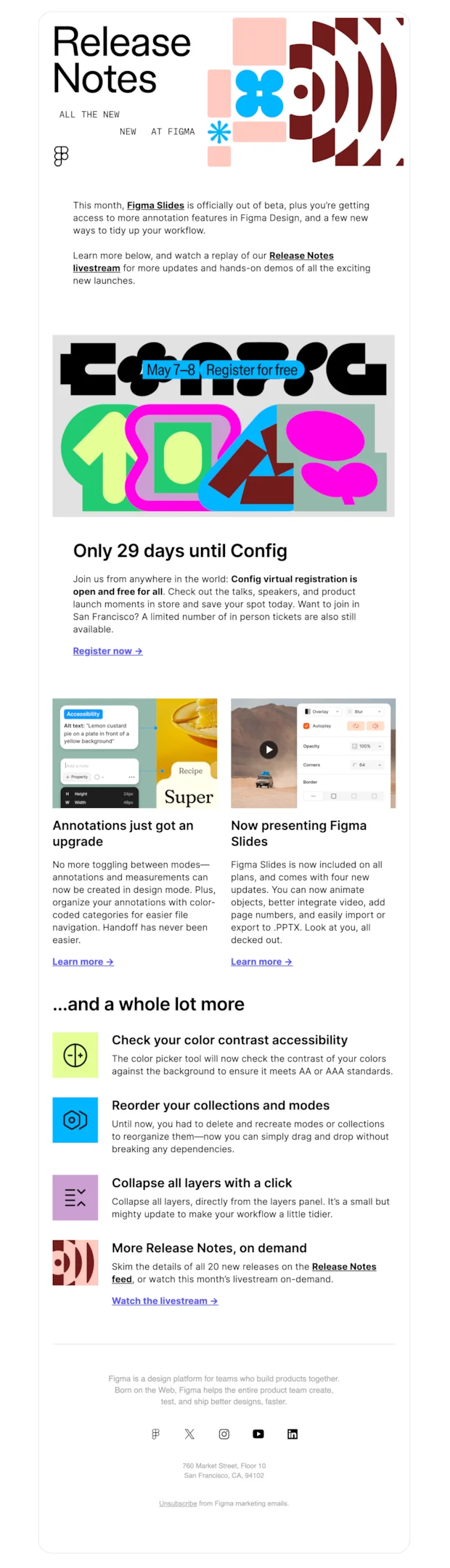 Product launch email example from Figma