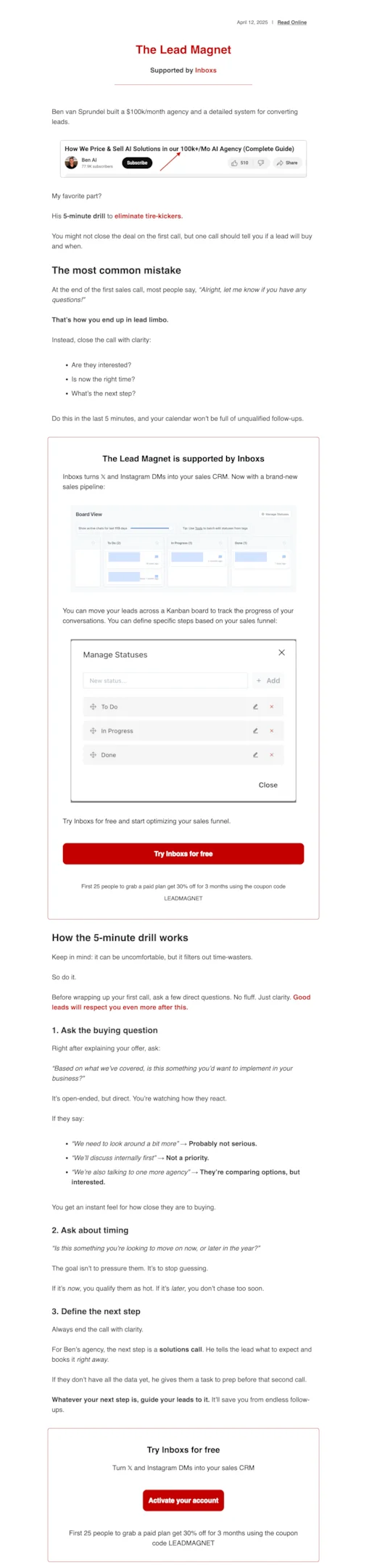 SaaS newsletter example from Hypefury