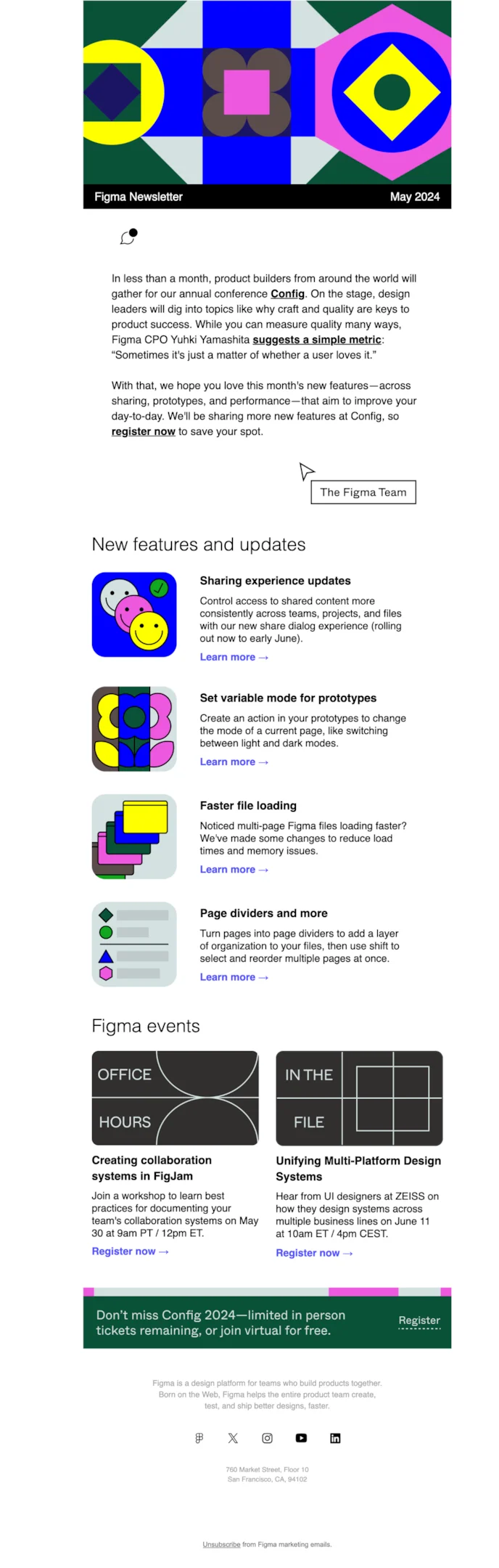 SaaS newsletter example from Figma