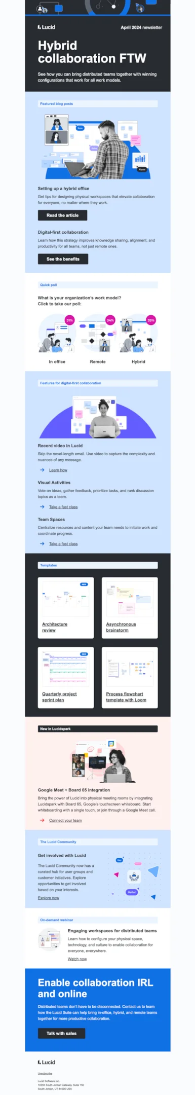 SaaS newsletter example from Lucid