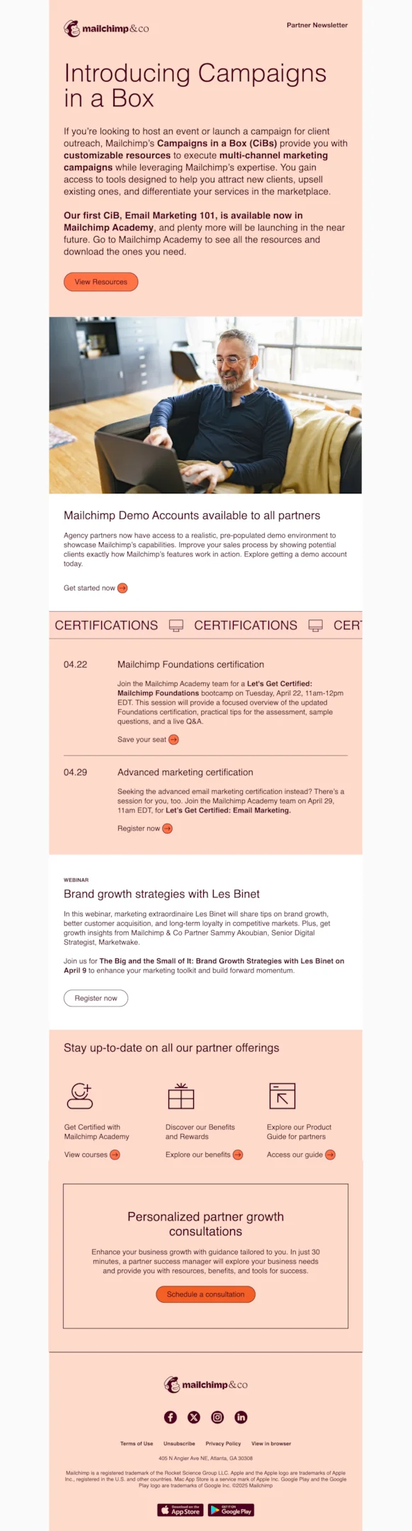 SaaS newsletter example from MailChimp