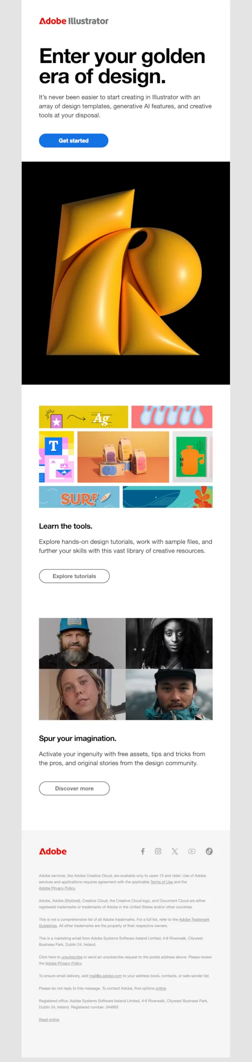 Welcome email example from Adobe Illustrator