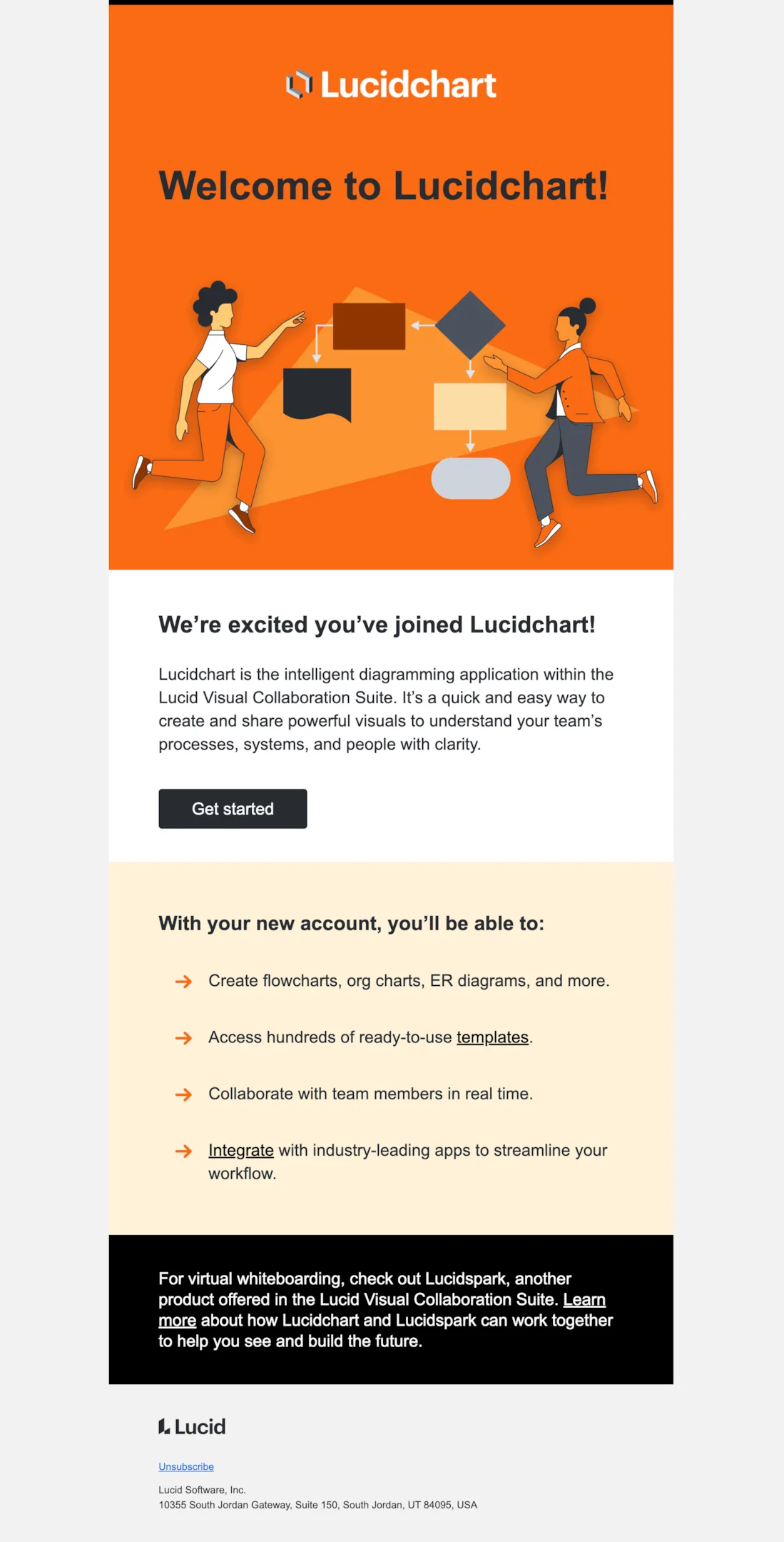 Welcome email example from Lucidchart