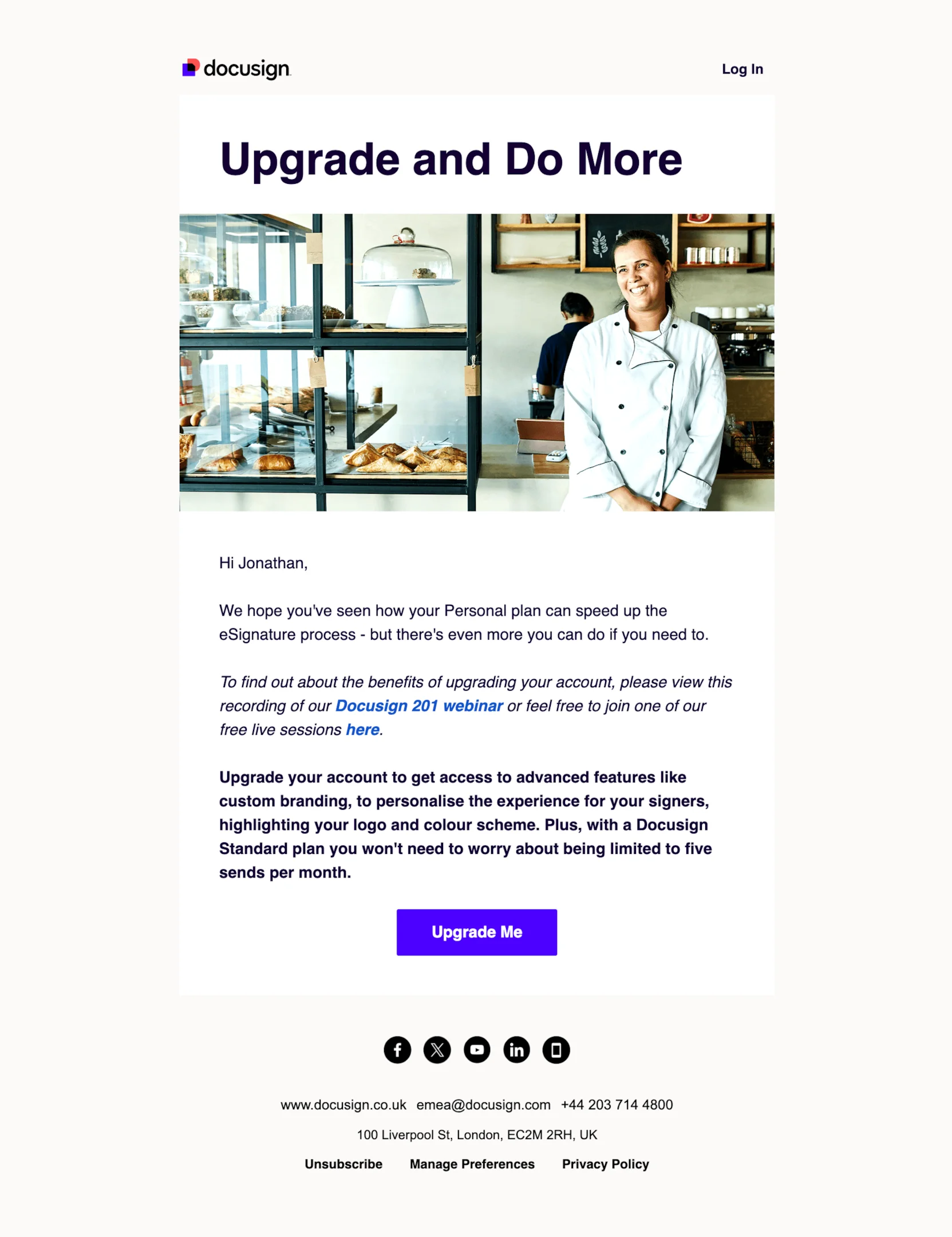 Upgrade email example from DocuSign