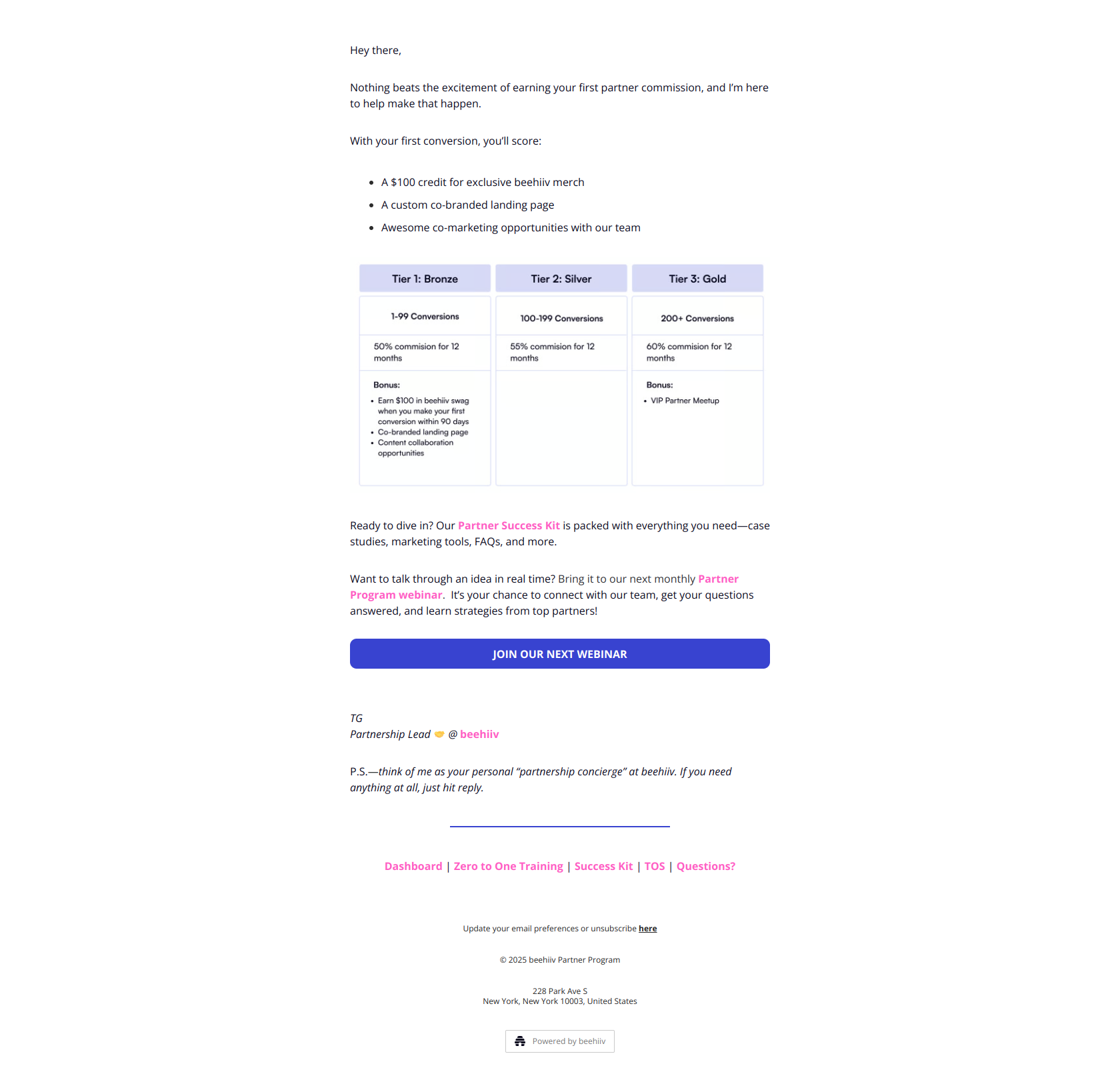 beehiiv Partners 💰  | Start here — email screenshot from Beehiiv