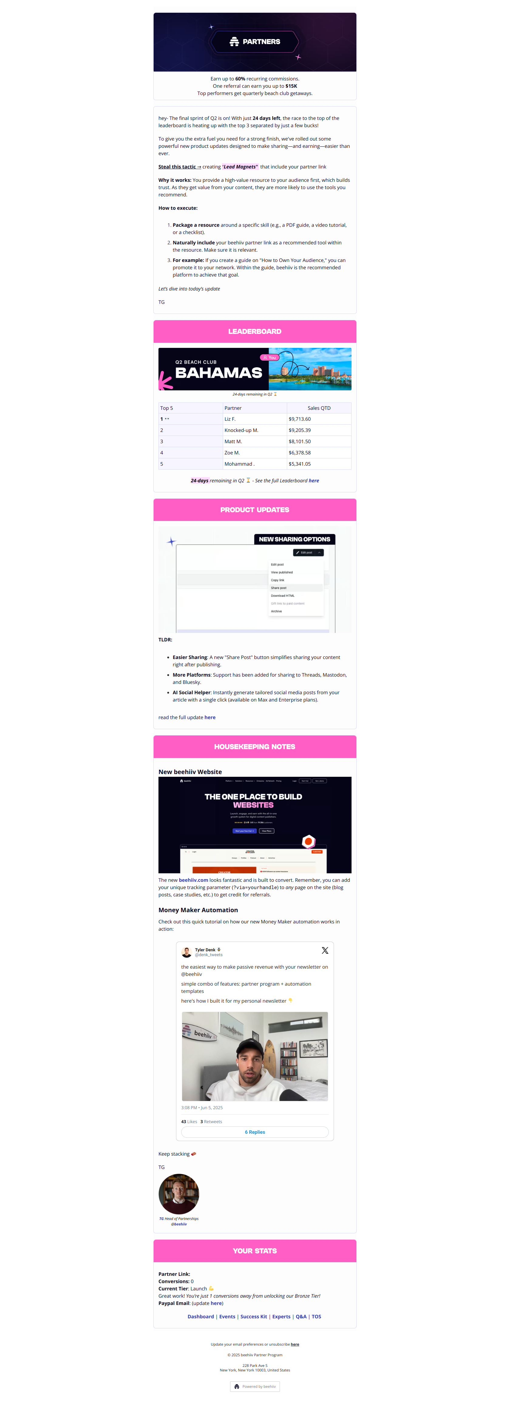 beehiiv Partner 🐝 | share easier — email screenshot from Beehiiv
