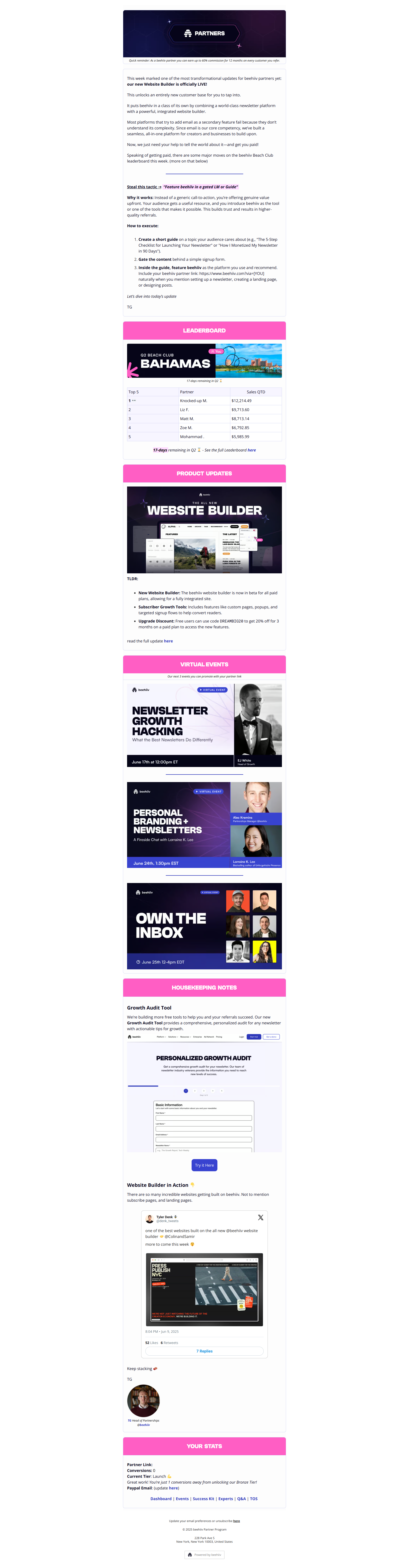 beehiiv Partner 🐝 | websites — email screenshot from Beehiiv