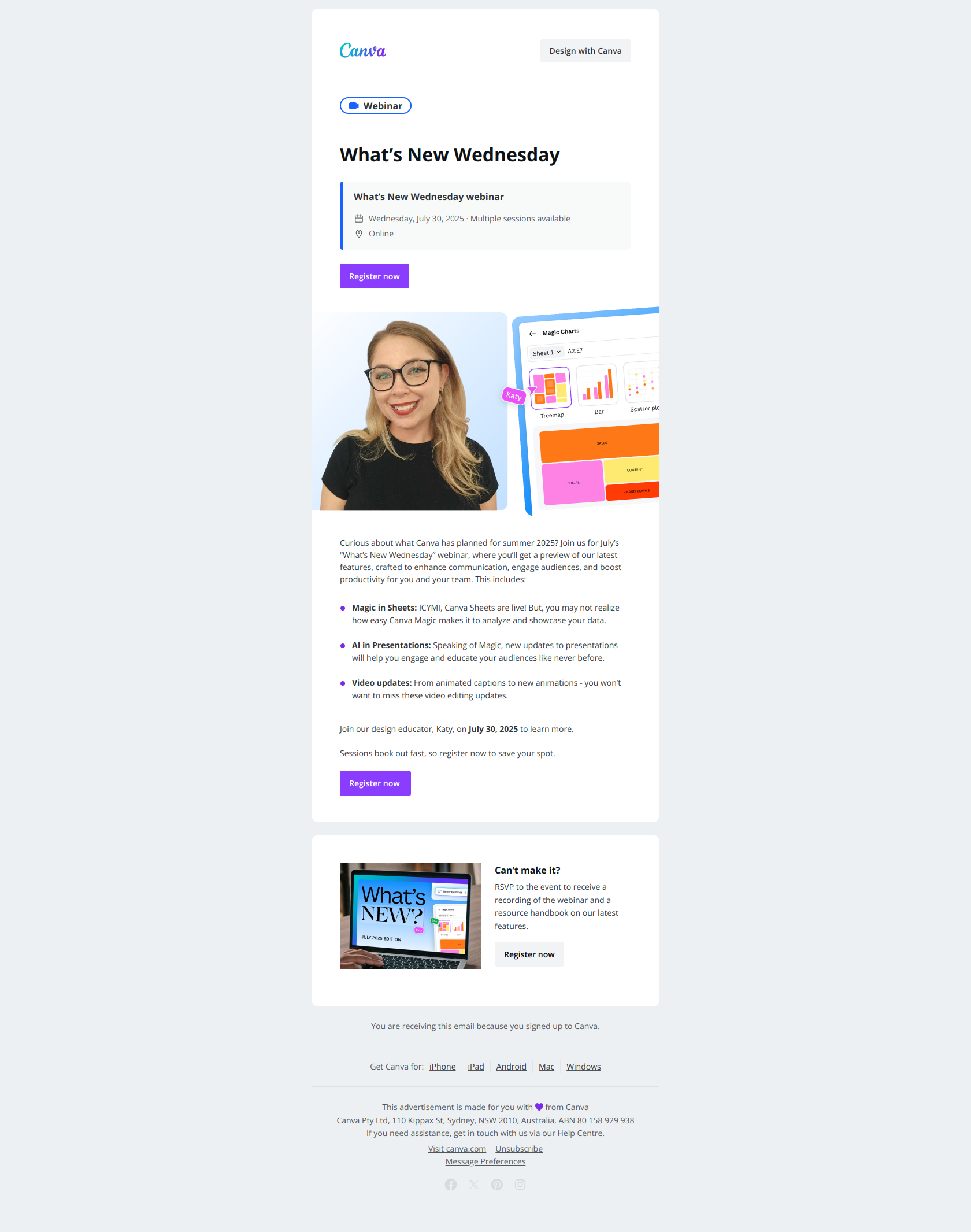 What’s new in Canva for July? — email screenshot from Canva