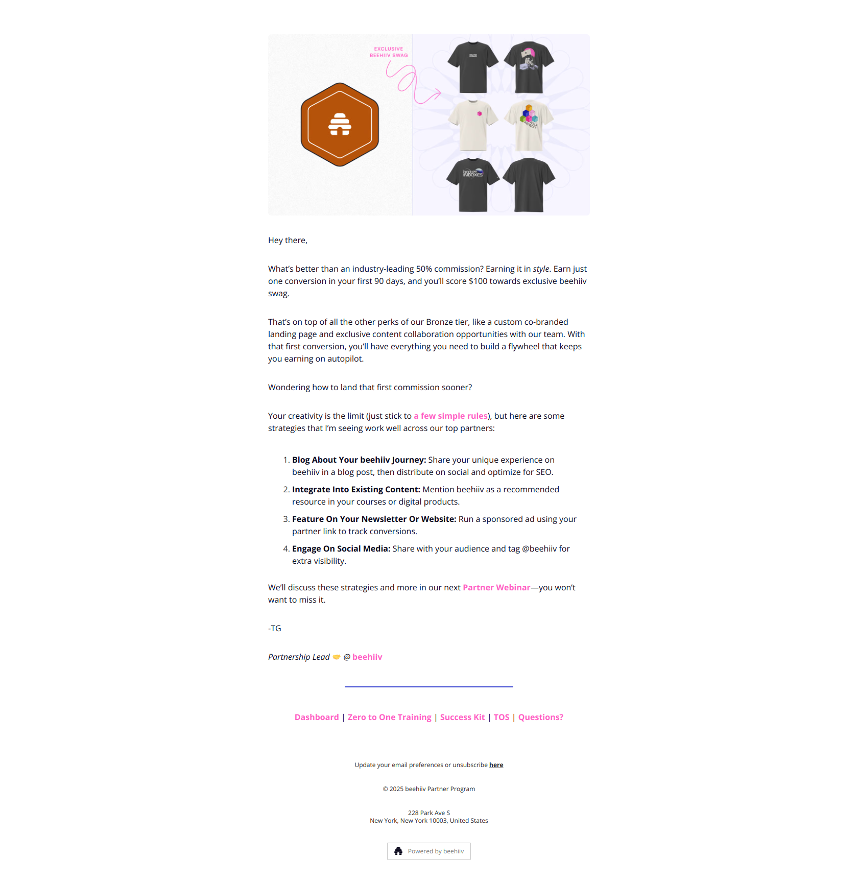 beehiiv Partners 💰 | Laying the foundation 🧱 — email screenshot from Beehiiv