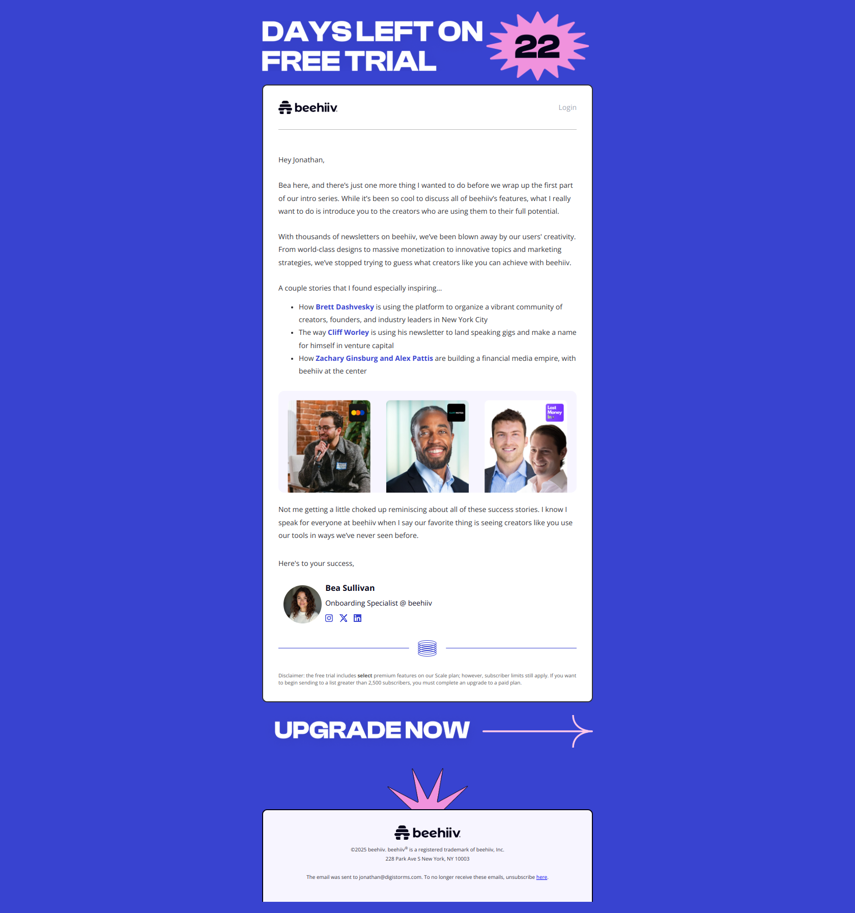 A little inspiration for you — email screenshot from Beehiiv