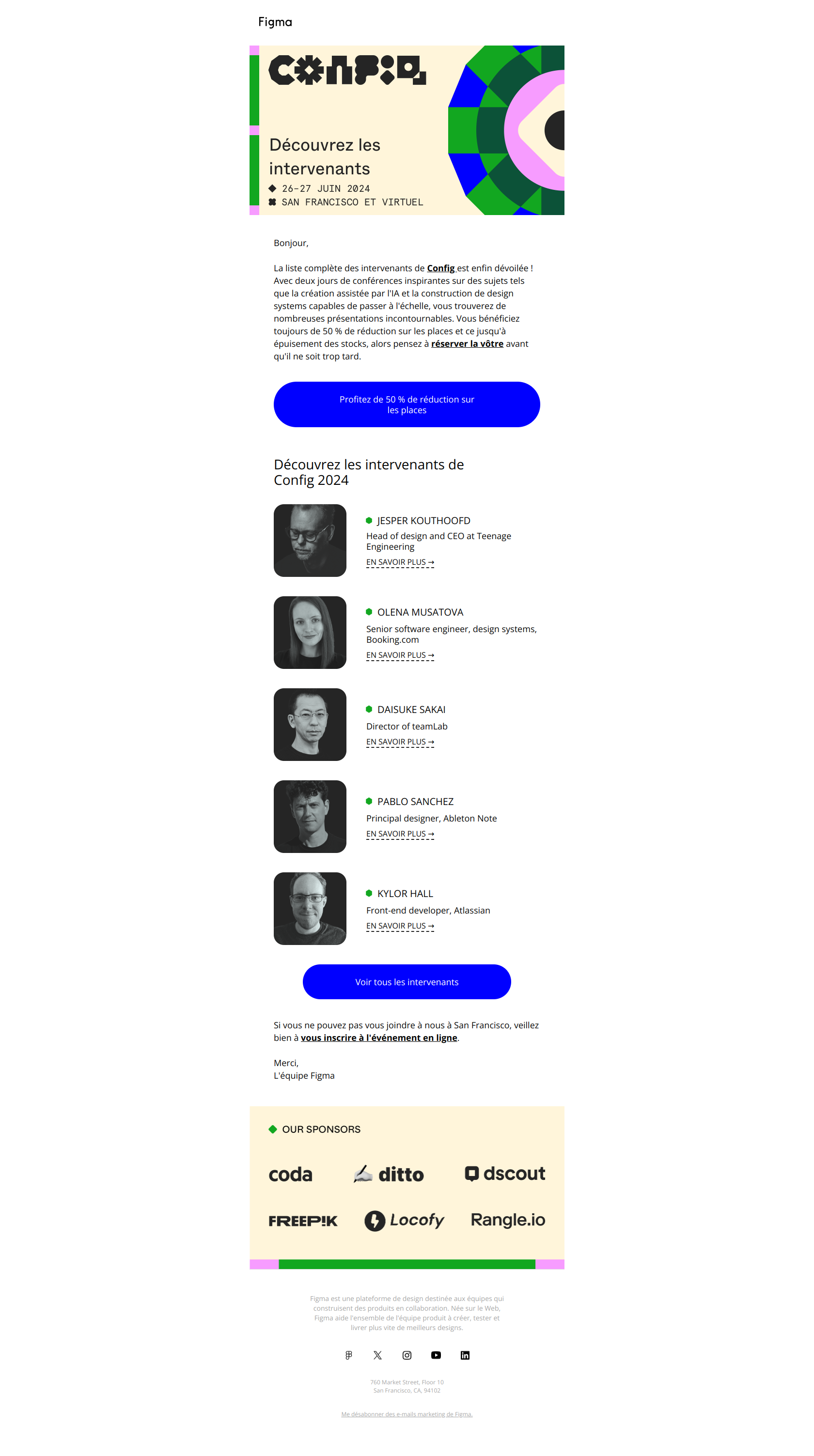 Les intervenants de Config 2024 dévoilés ! — email screenshot from Figma