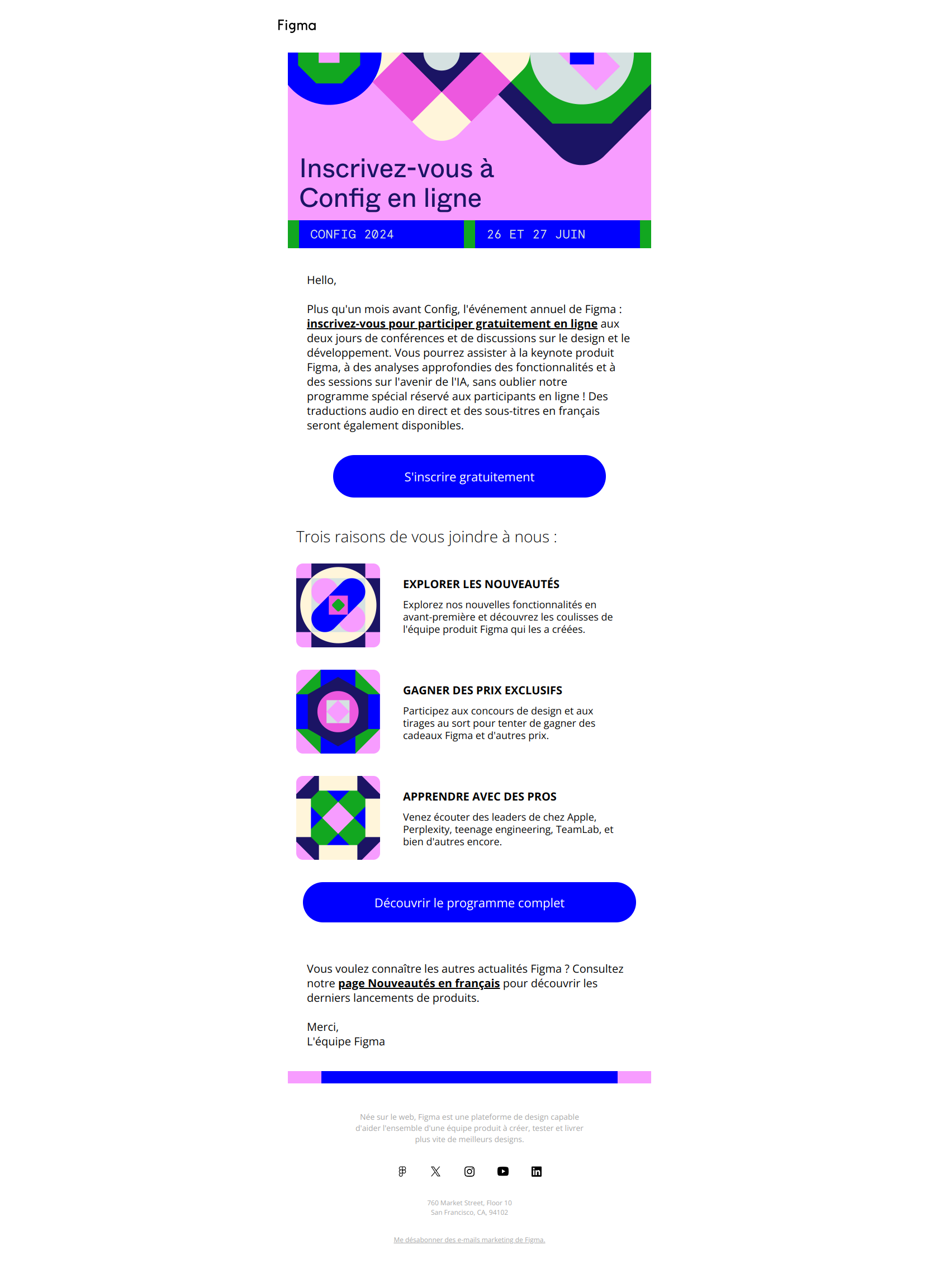 Votre invitation à Config 2024 — email screenshot from Figma
