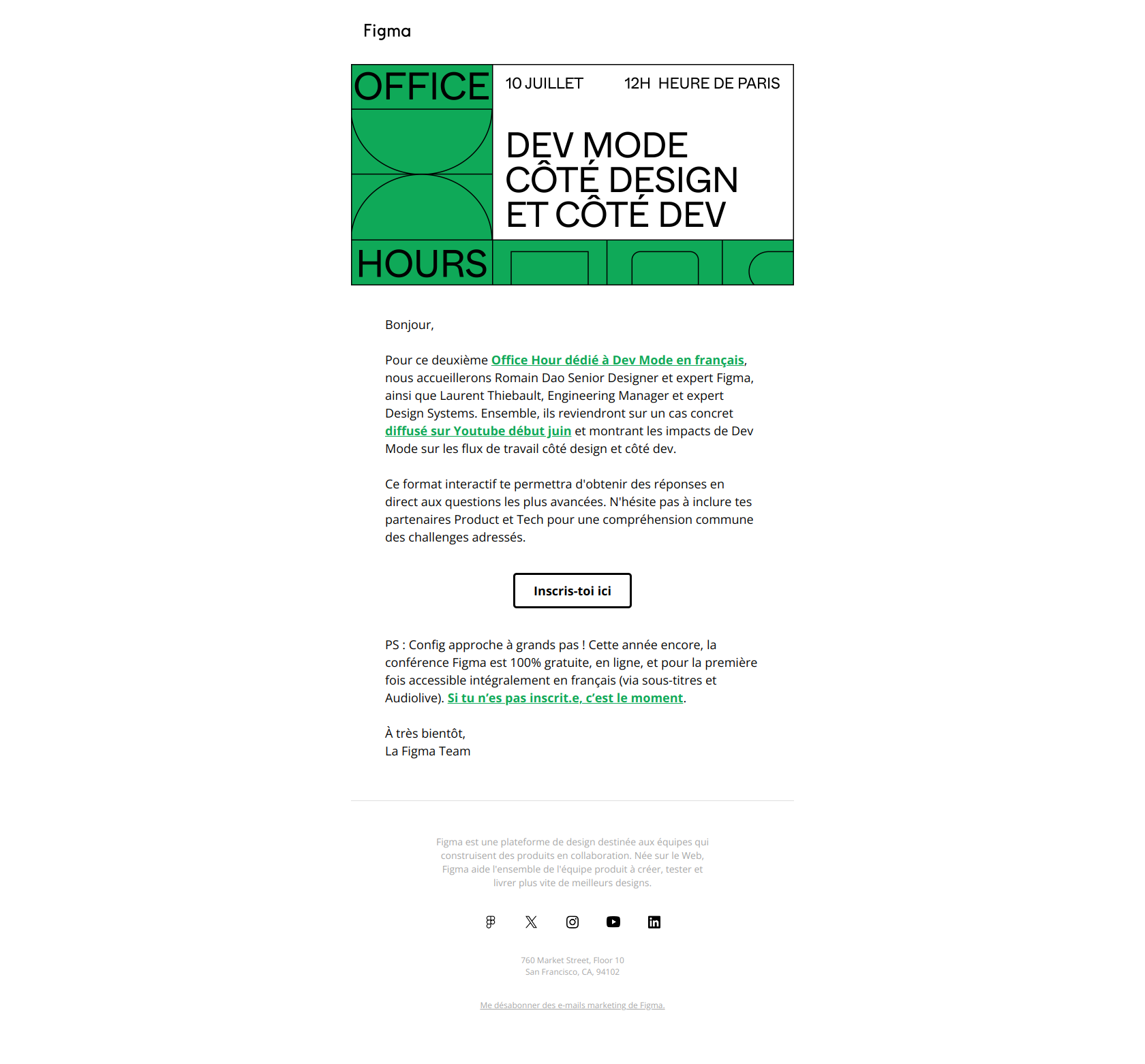 Invitation Office Hour Figma - Impact Dev Mode pour Designers et Développeurs — email screenshot from Figma