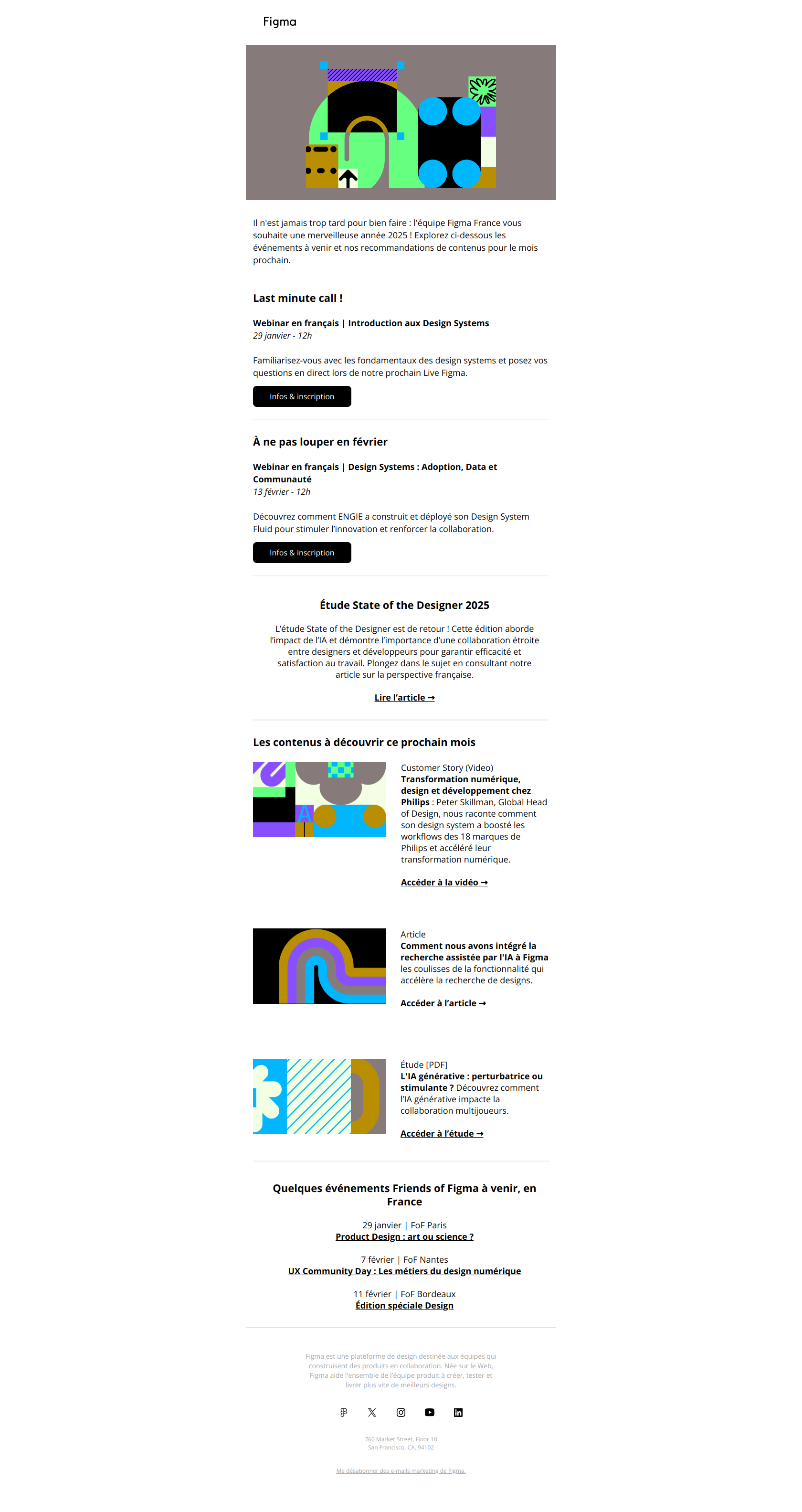 Ne manquez rien en janvier : Événements & Ressources Figma à découvrir — email screenshot from Figma