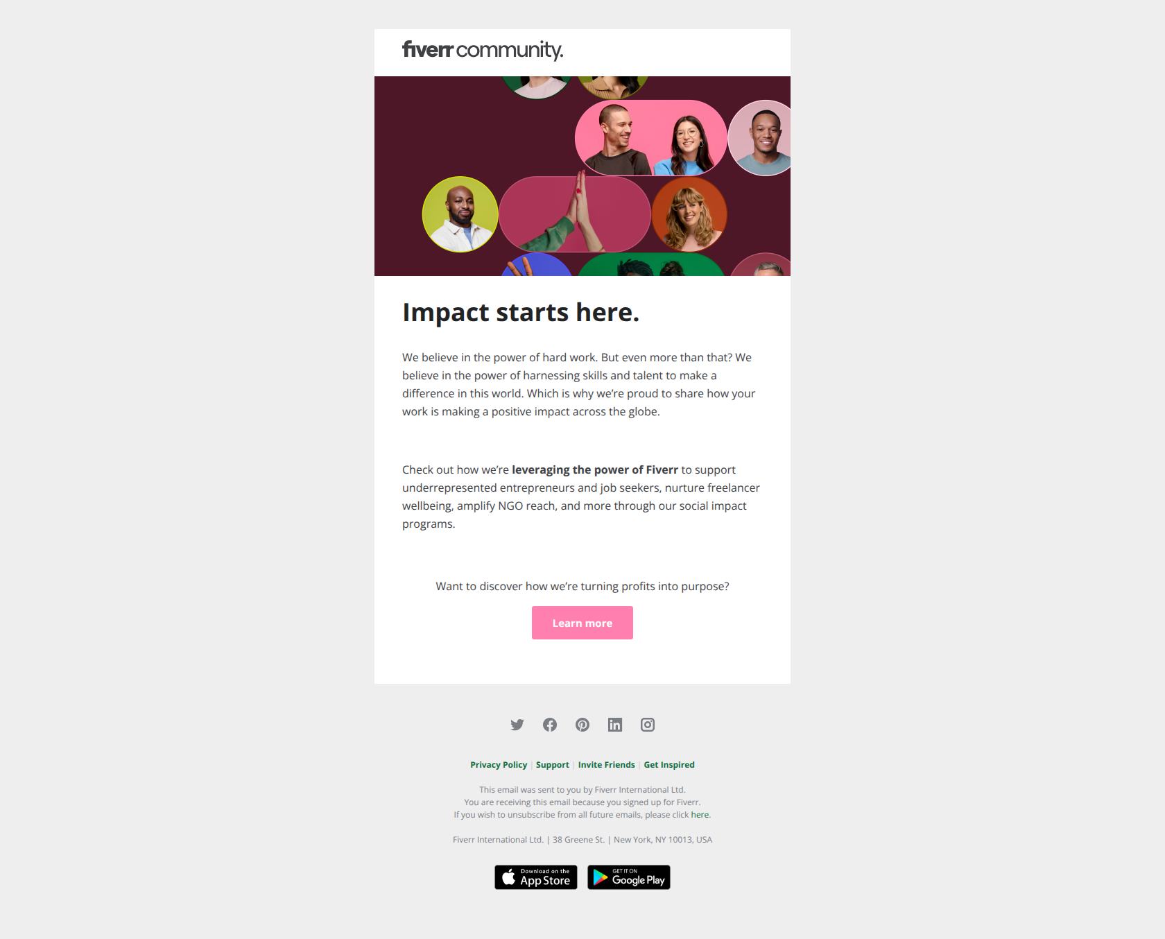 Your hard work is paying off…for good! — email screenshot from Fiverr