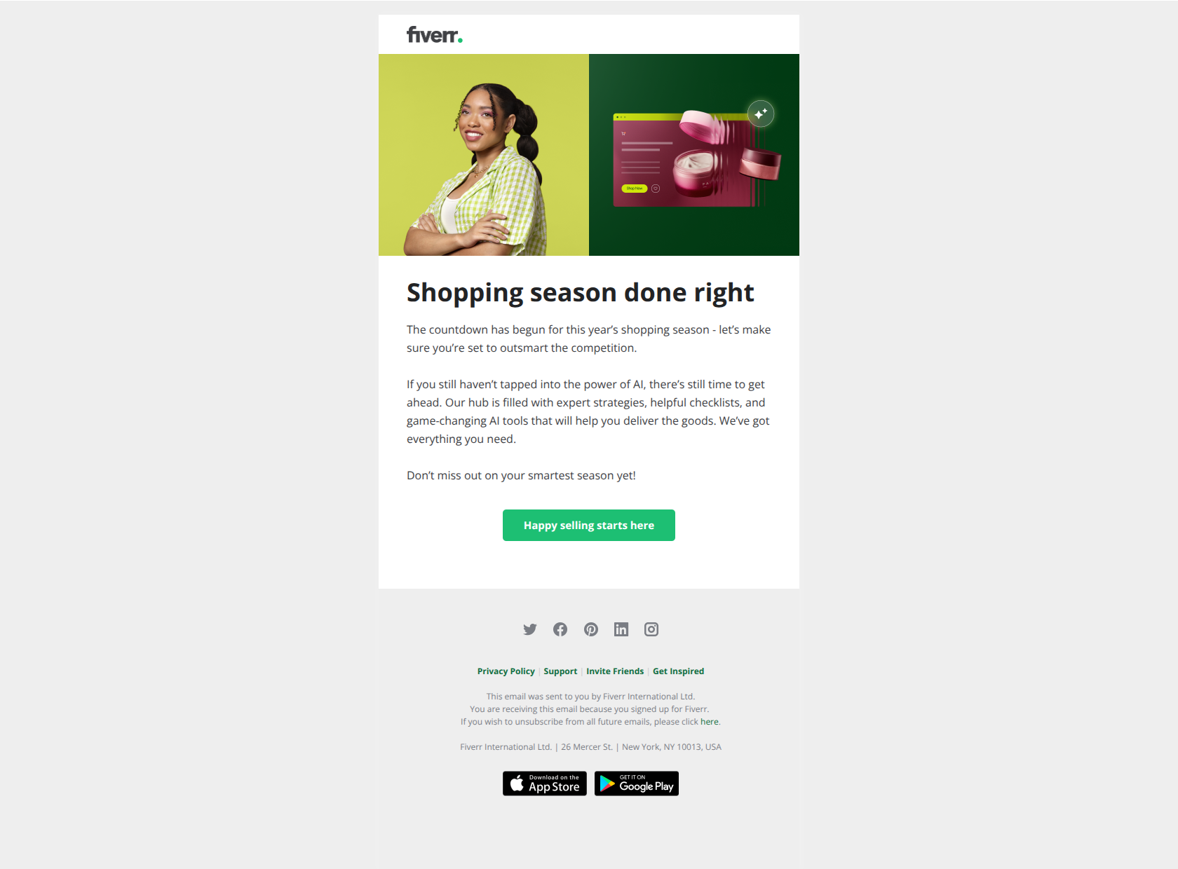 A smarter season is just around the corner — email screenshot from Fiverr