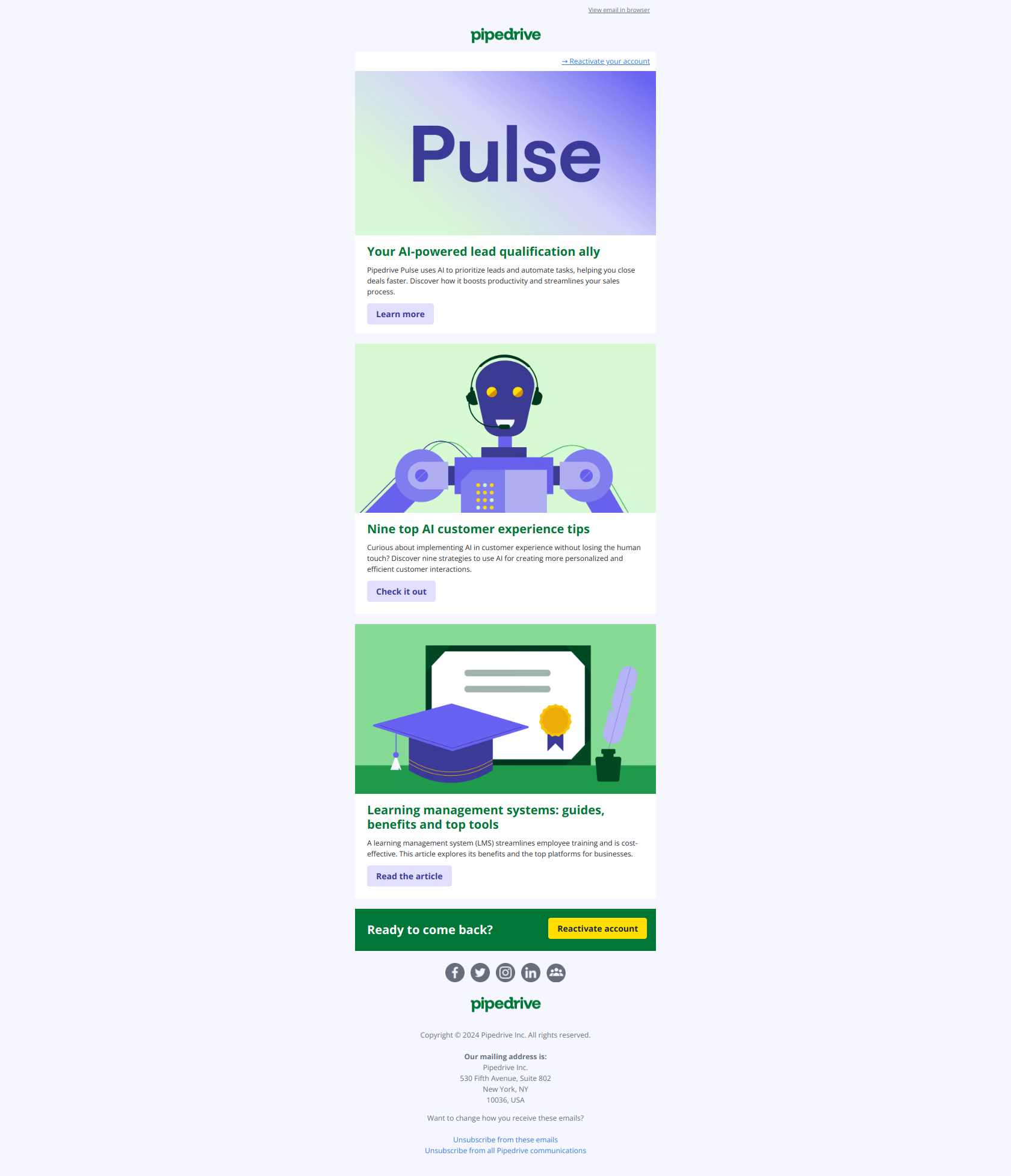 How AI can transform your workflow 🦾 — email screenshot from Pipedrive
