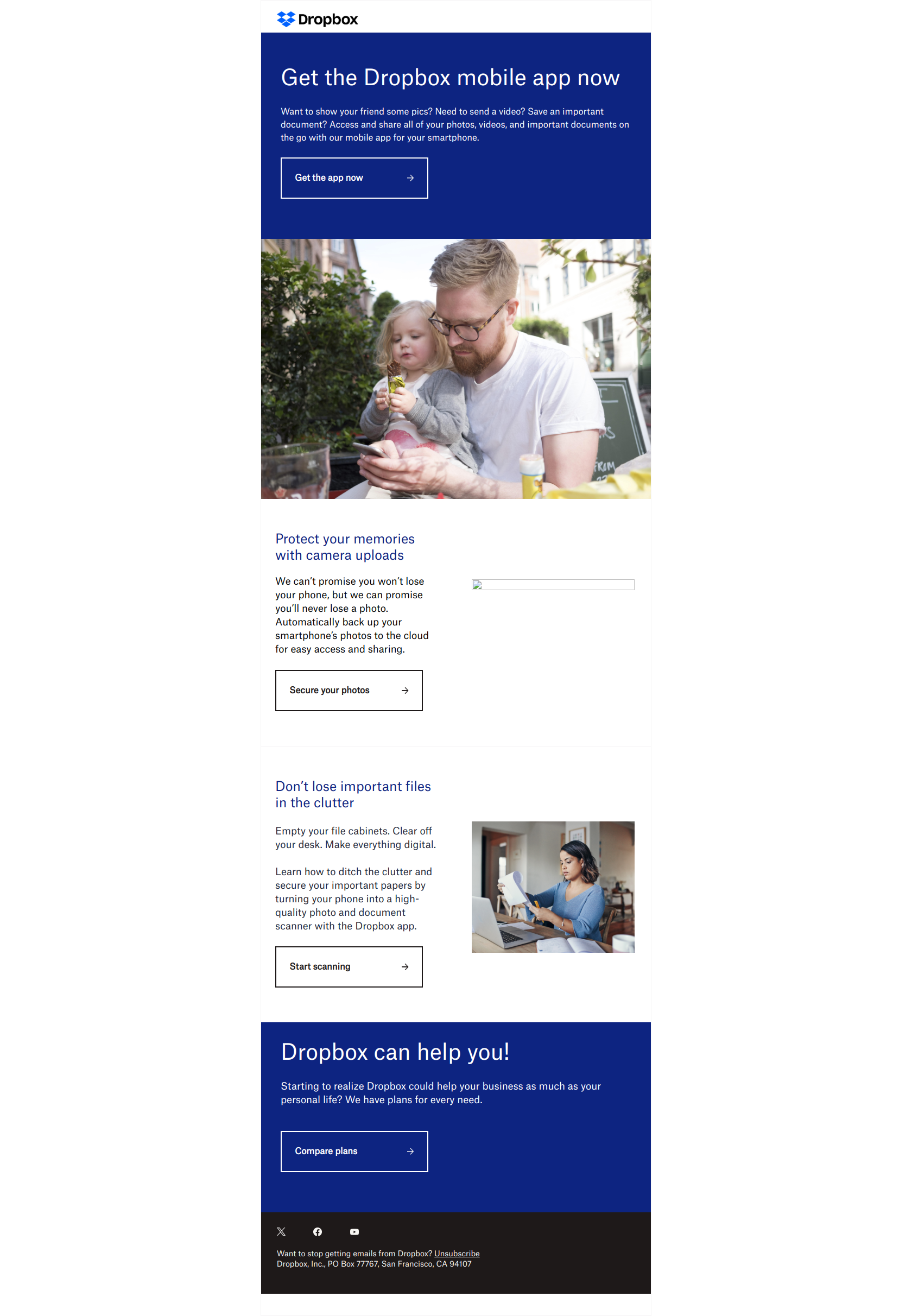 Access your files anywhere — email screenshot from Dropbox