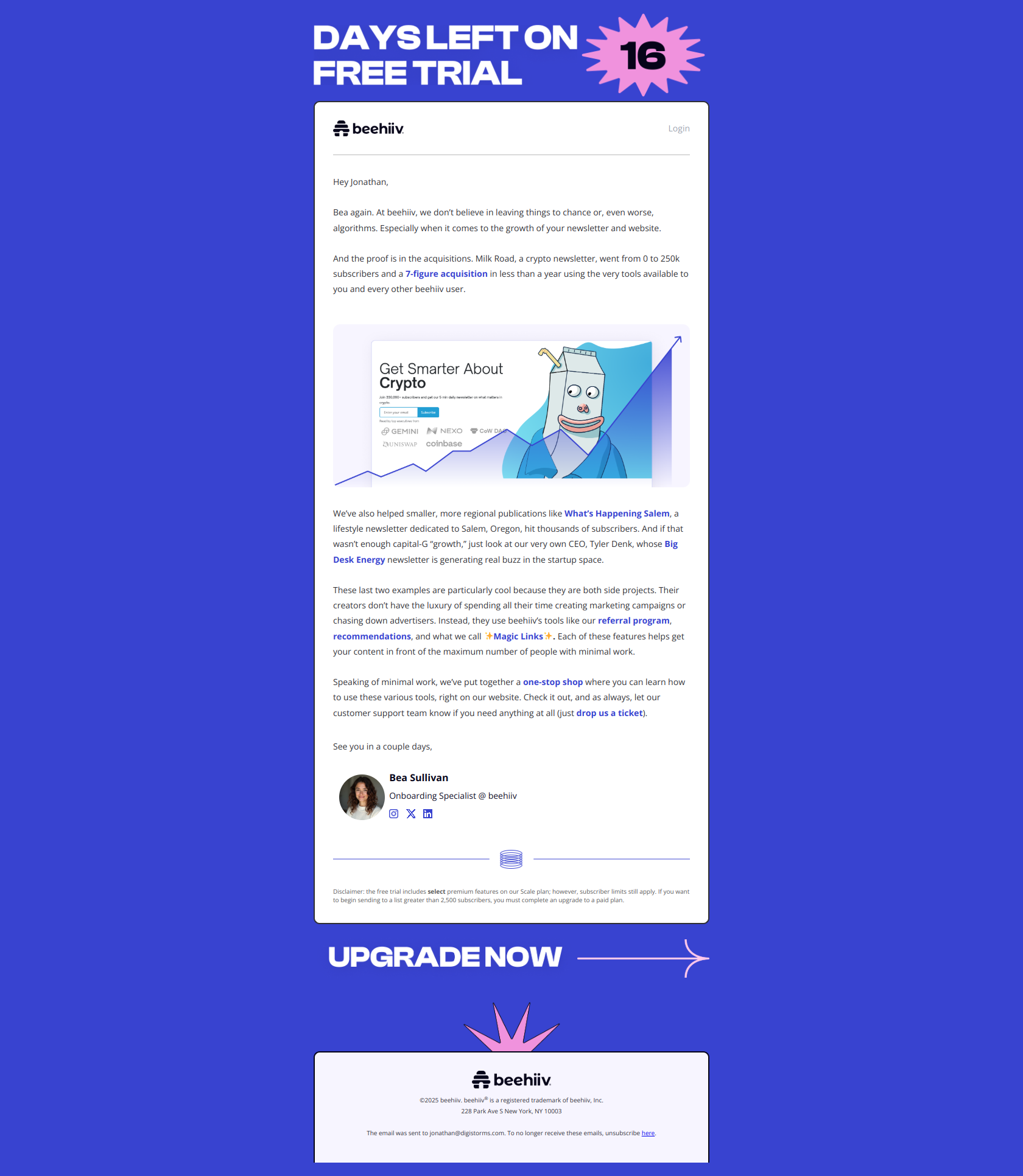 These tools will help you grow — email screenshot from Beehiiv