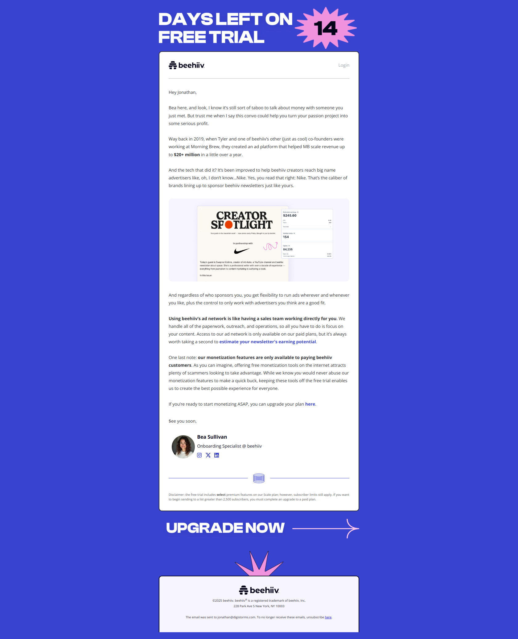 Get Netflix in your newsletter — email screenshot from Beehiiv