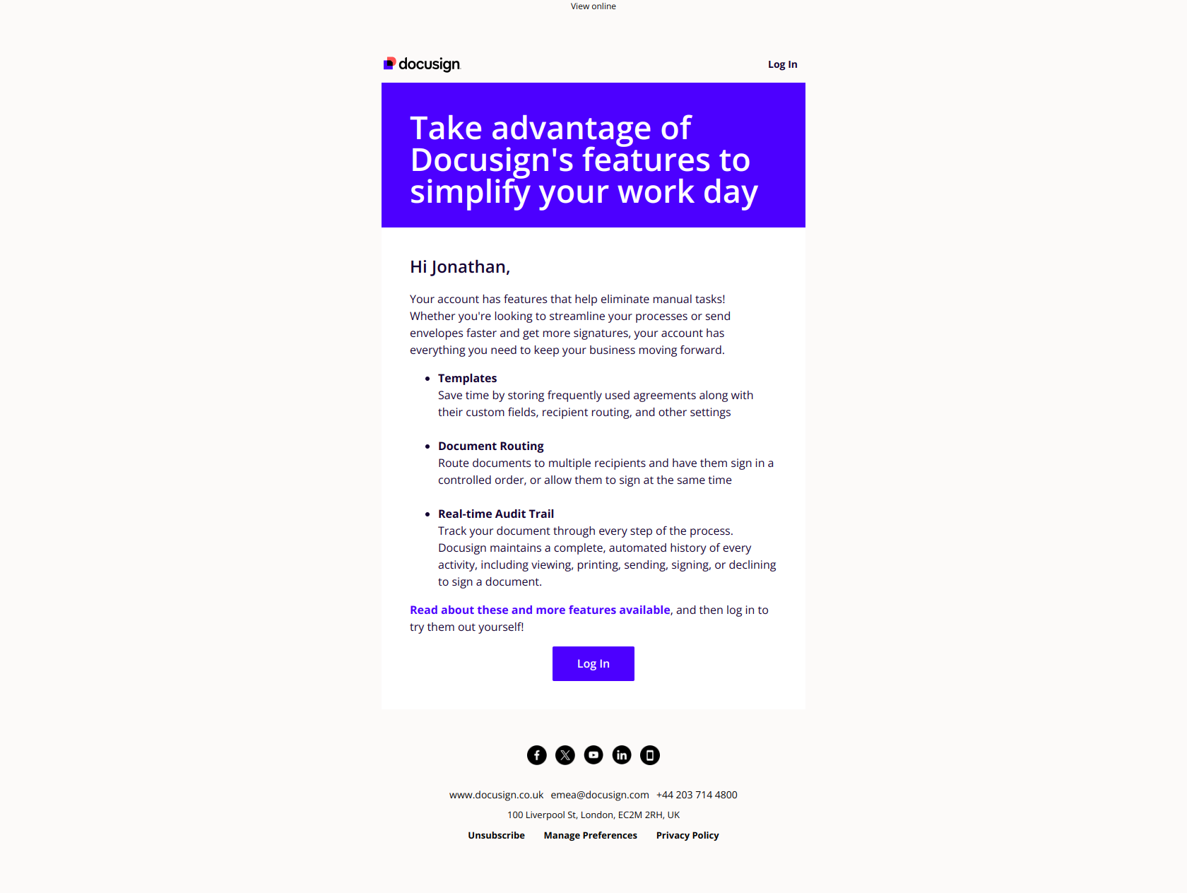 Keep your business moving forward — email screenshot from Docusign