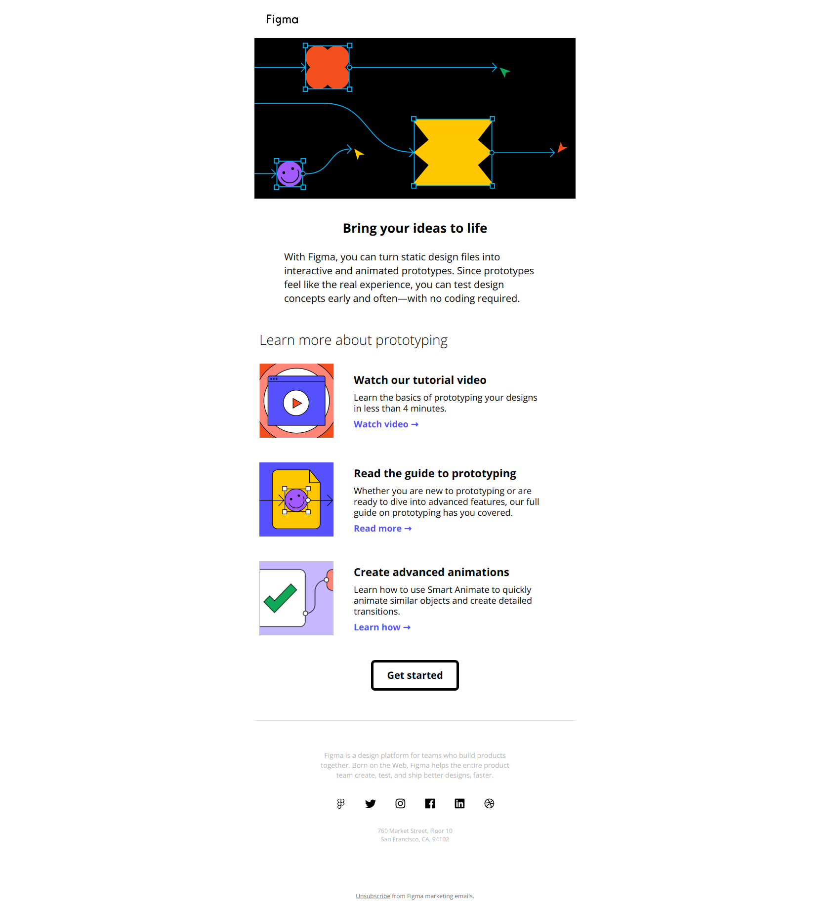 Prototype like a pro — email screenshot from Figma