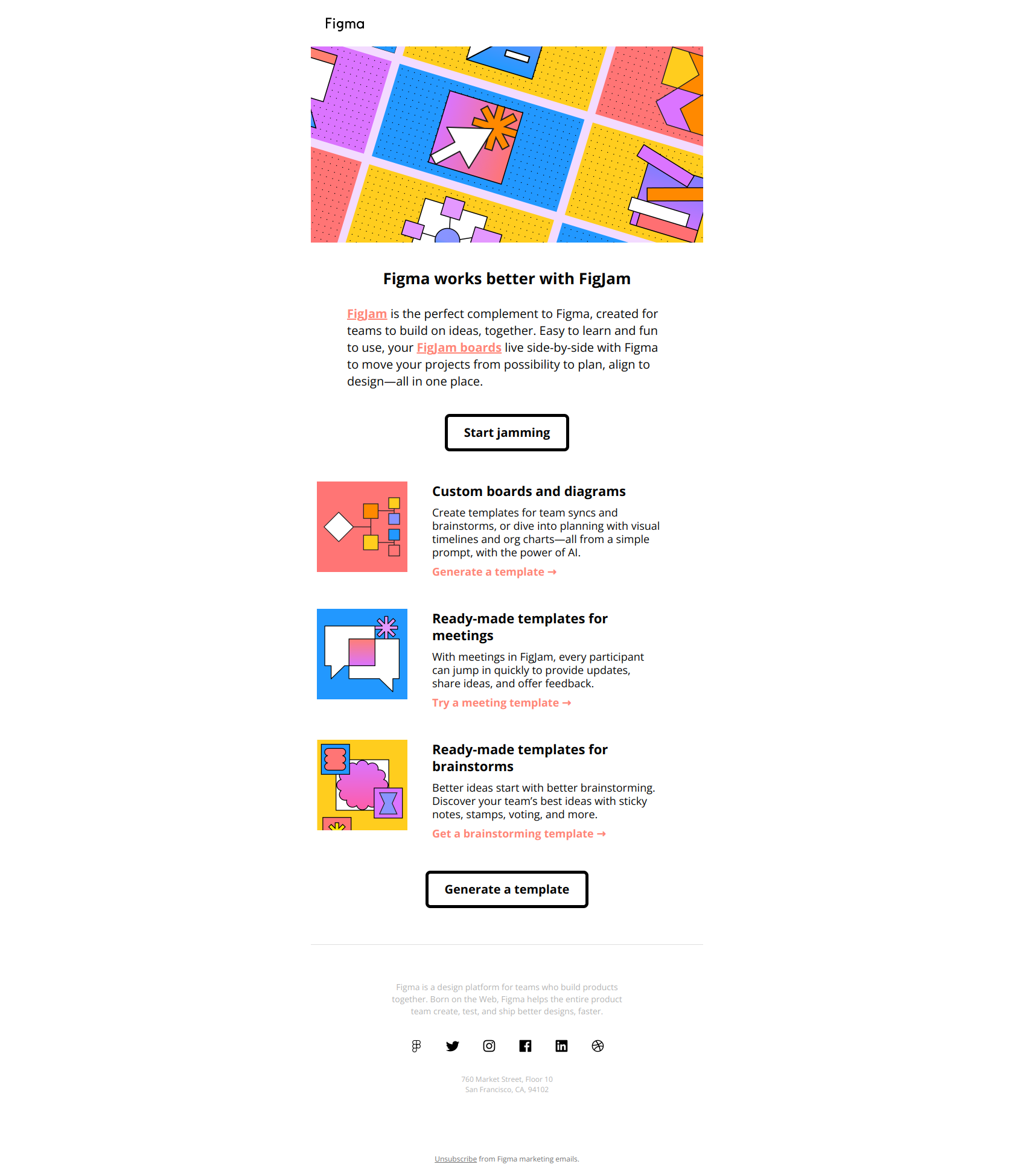 Jumpstart ideas with FigJam — email screenshot from Figma