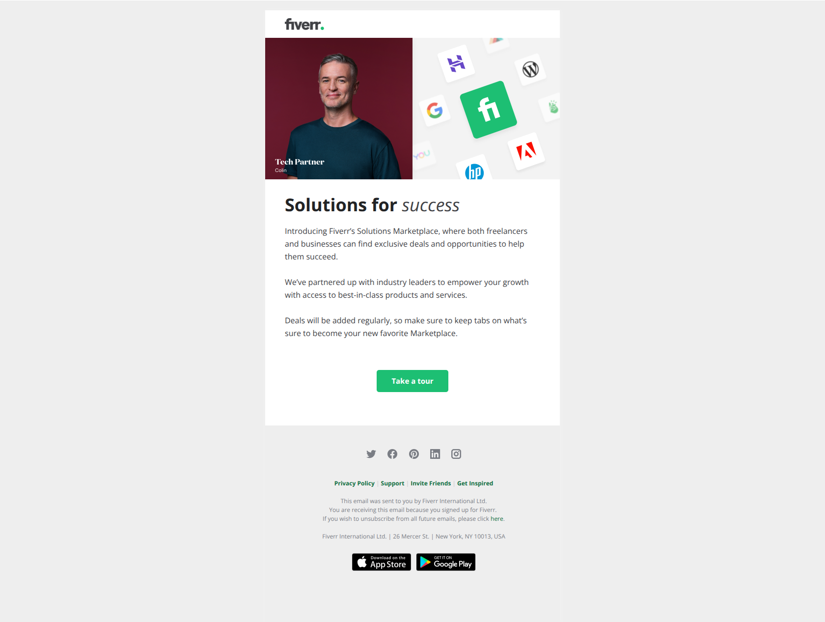 You’ve got problems…we’ve got a Solutions Marketplace — email screenshot from Fiverr