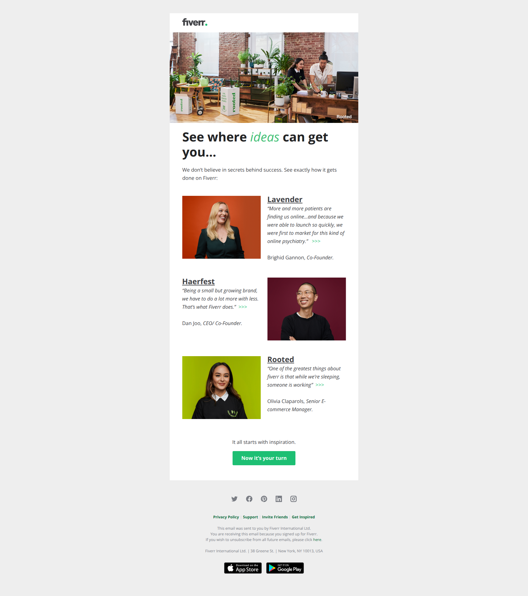 This is what success looks like — email screenshot from Fiverr