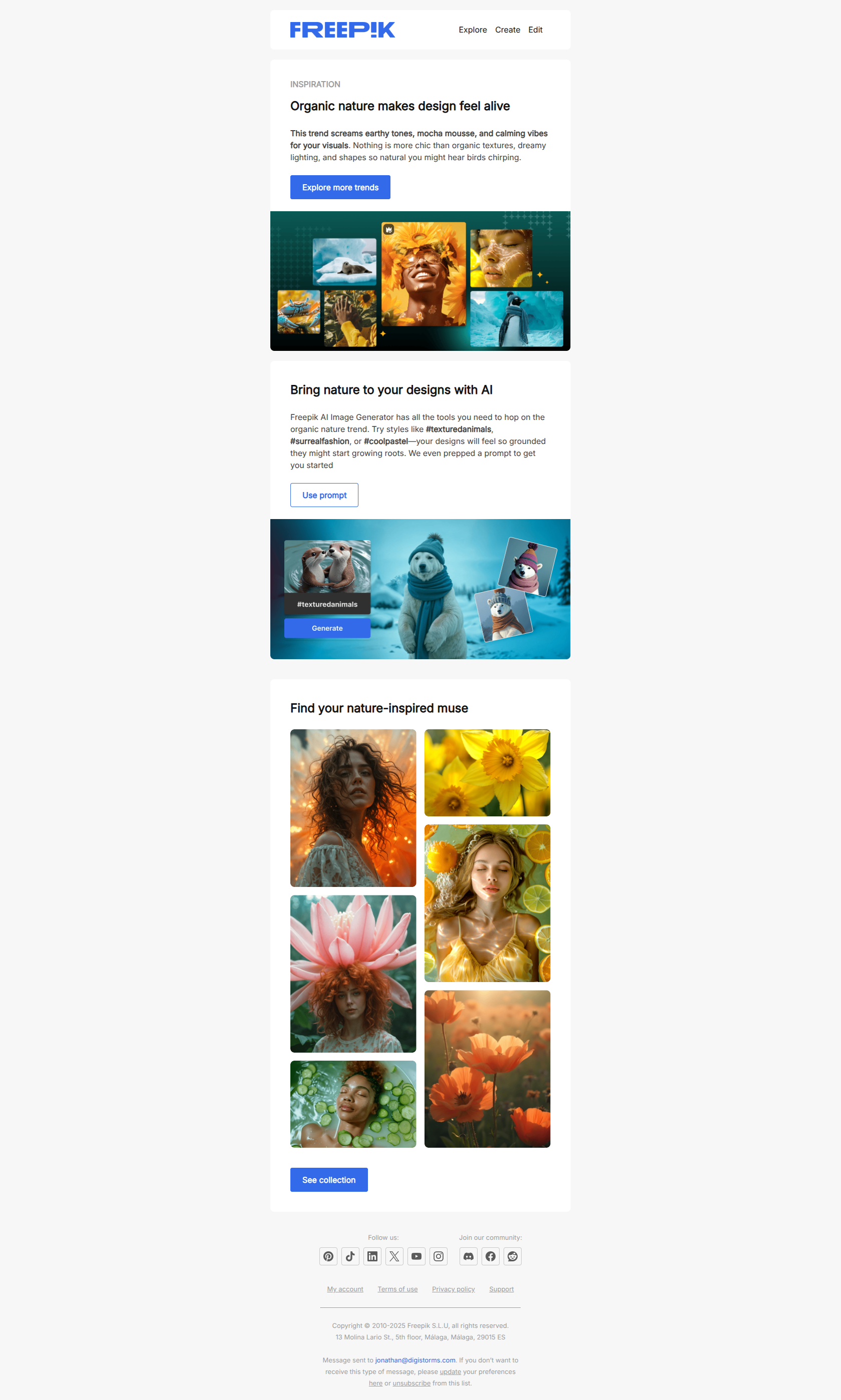 Design goes natural with this AI trend — email screenshot from Freepik