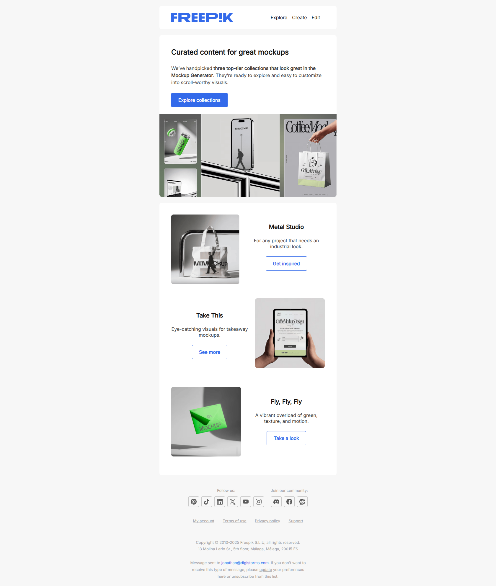 Explore top-tier mockup collections — email screenshot from Freepik