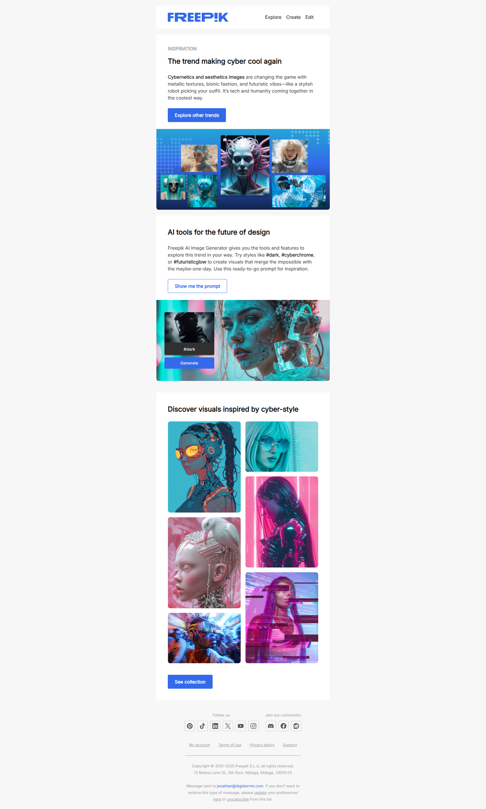 AI meets fashion: the bionic trend — email screenshot from Freepik
