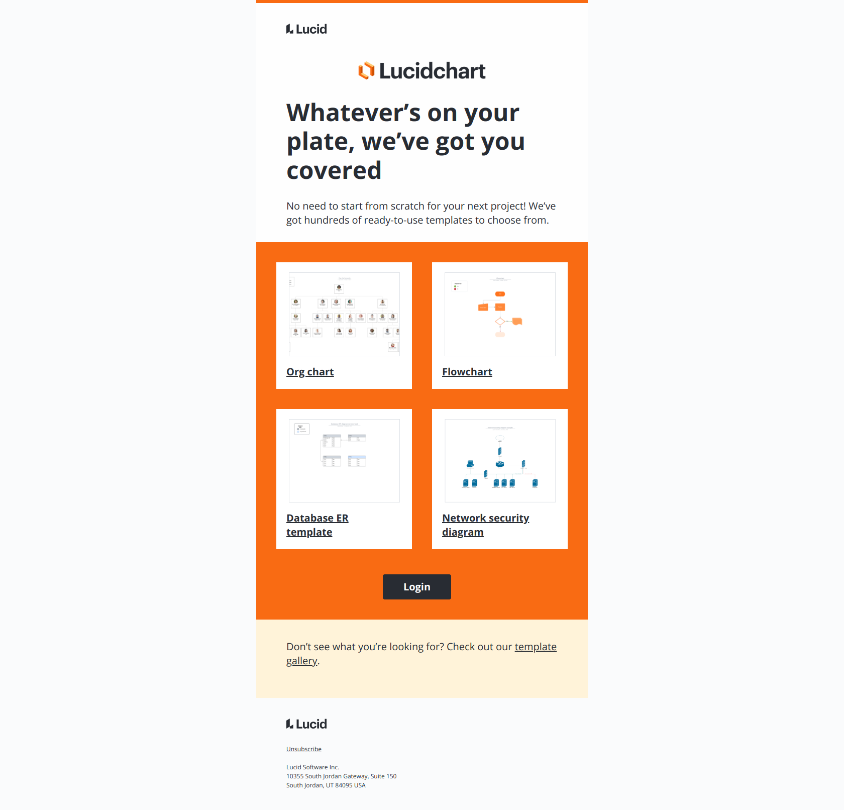 Hundreds of ready-to-use templates — email screenshot from Lucid