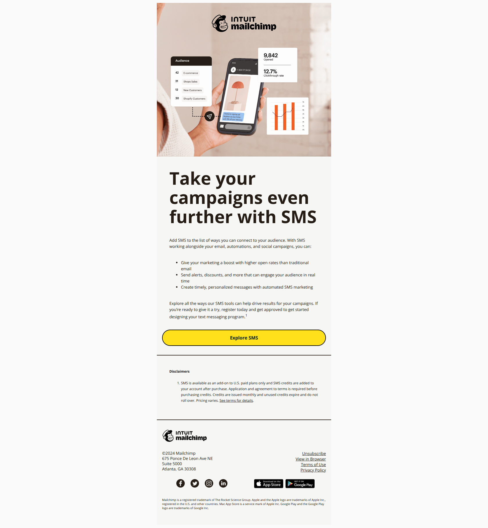 SMS: The missing piece of your marketing strategy — email screenshot from MailChimp