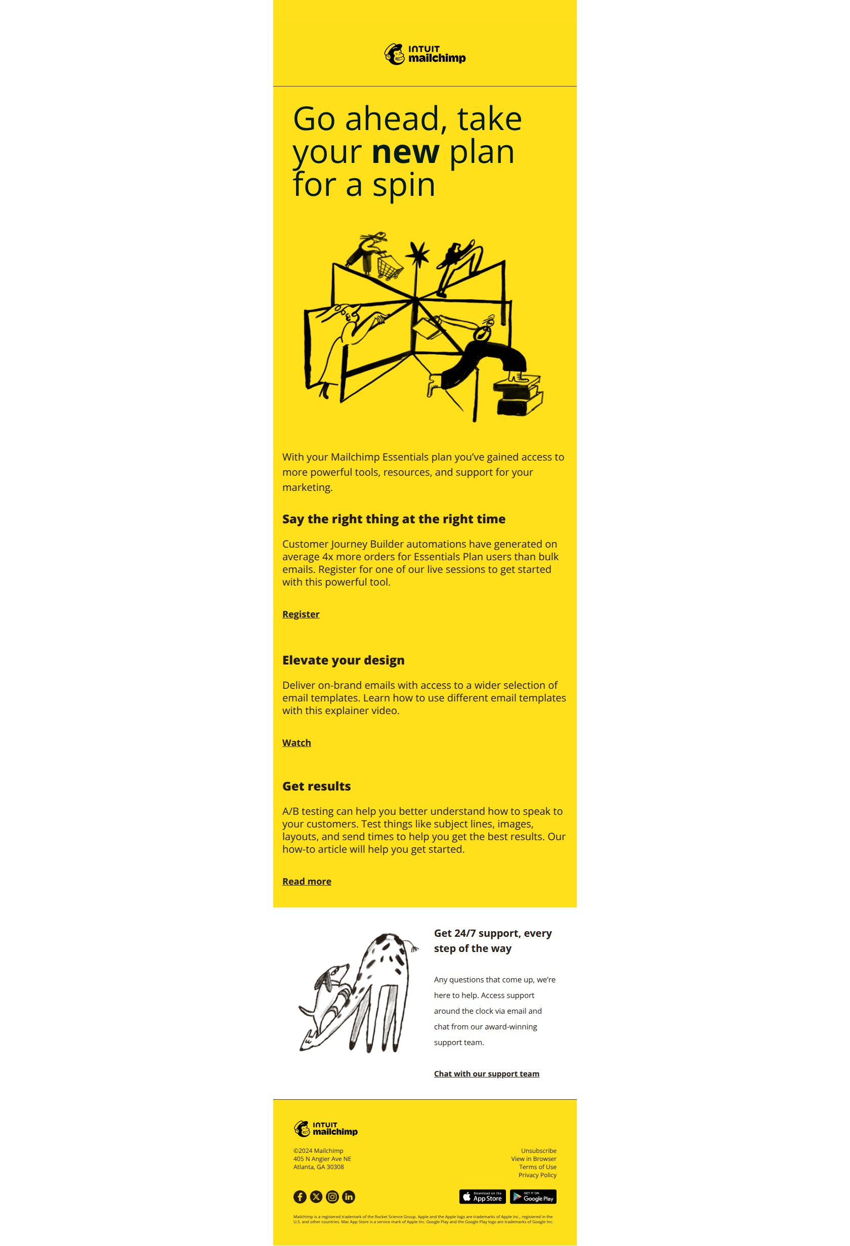 Get the most of your new Essentials plan — email screenshot from MailChimp