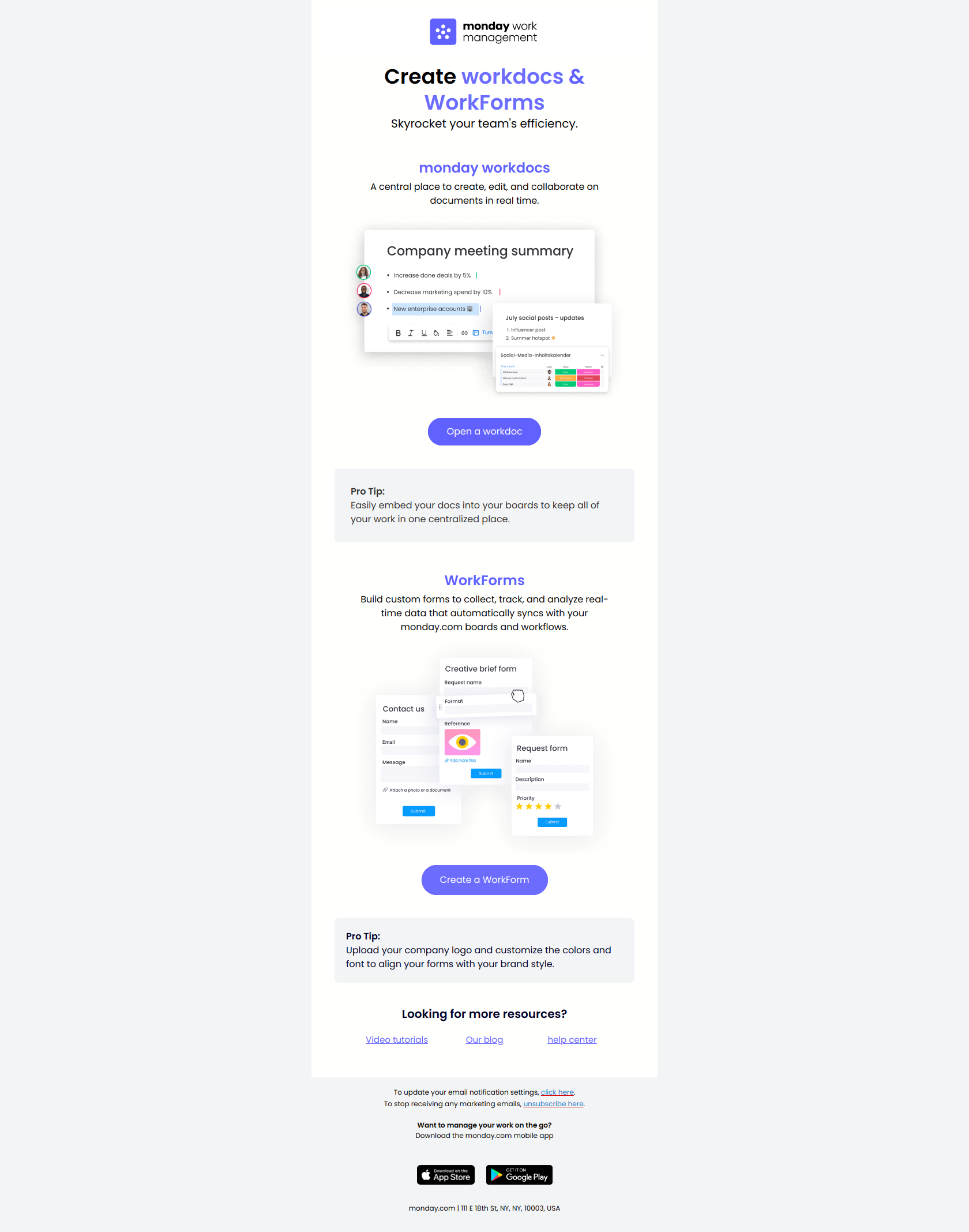 2 key tools to maximize efficiency — email screenshot from Monday