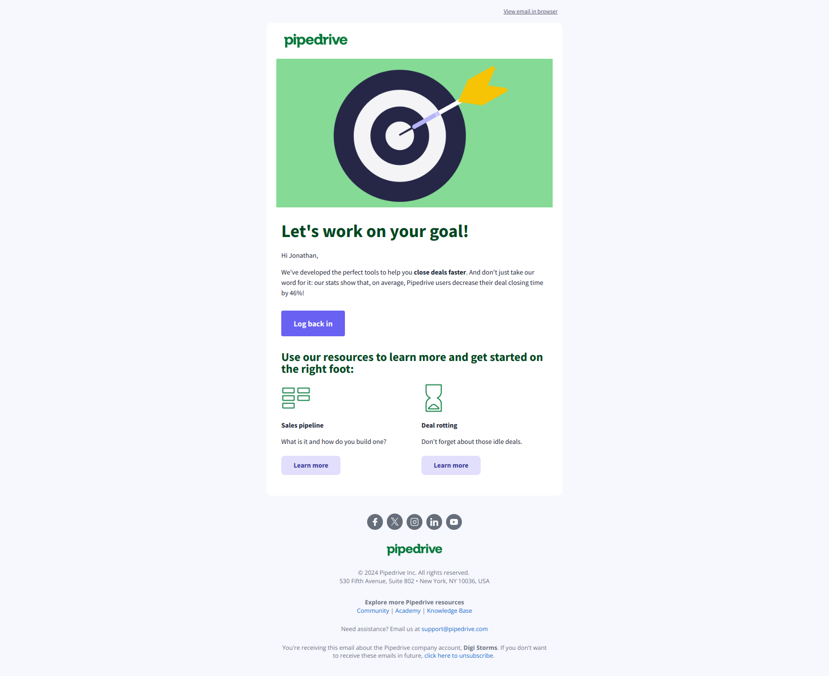 ⌚Spending too much time on your deals? — email screenshot from Pipedrive