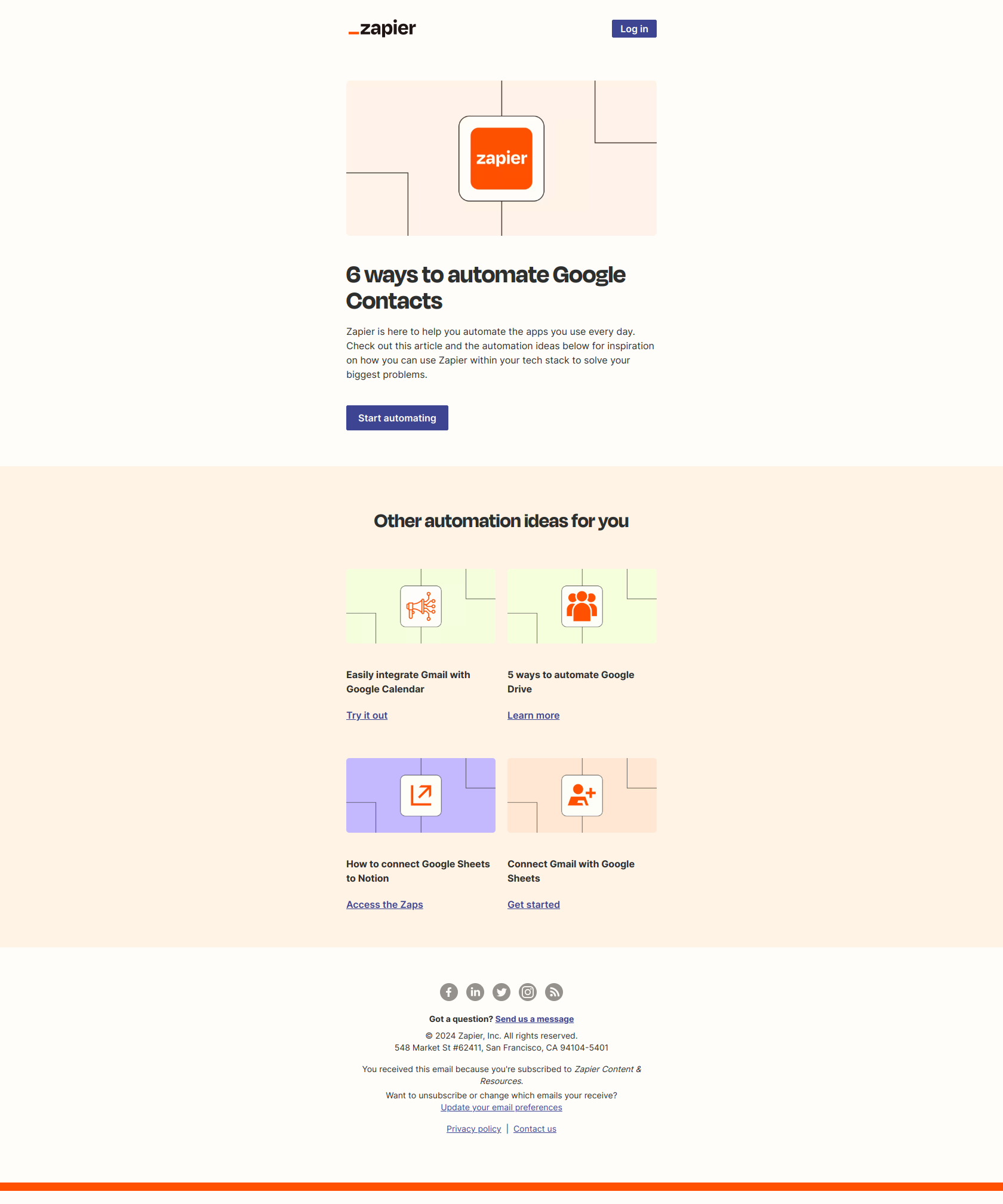 How to use Zapier with your apps — email screenshot from Zapier