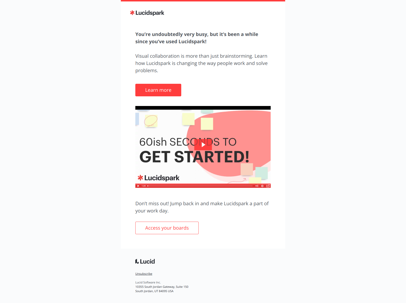 Don’t forget about Lucidspark — email screenshot from Lucid