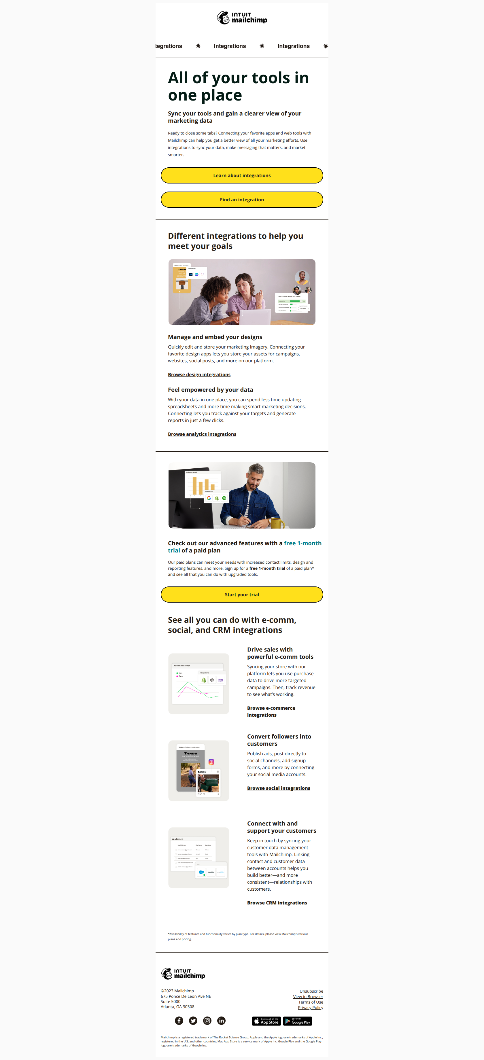 Connect your tools to help your marketing go further — email screenshot from MailChimp