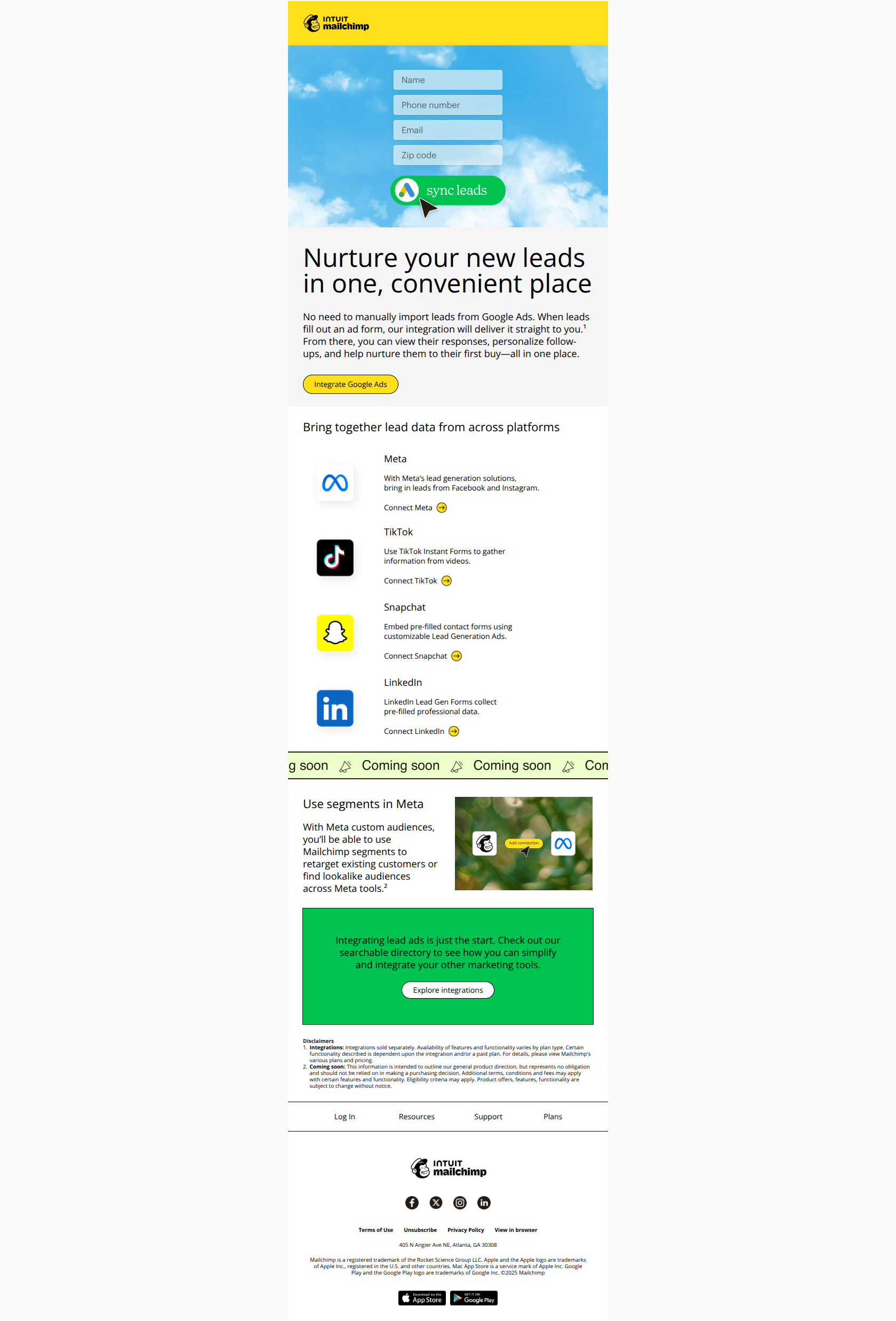 Keep your leads together with our new Google integration — email screenshot from MailChimp