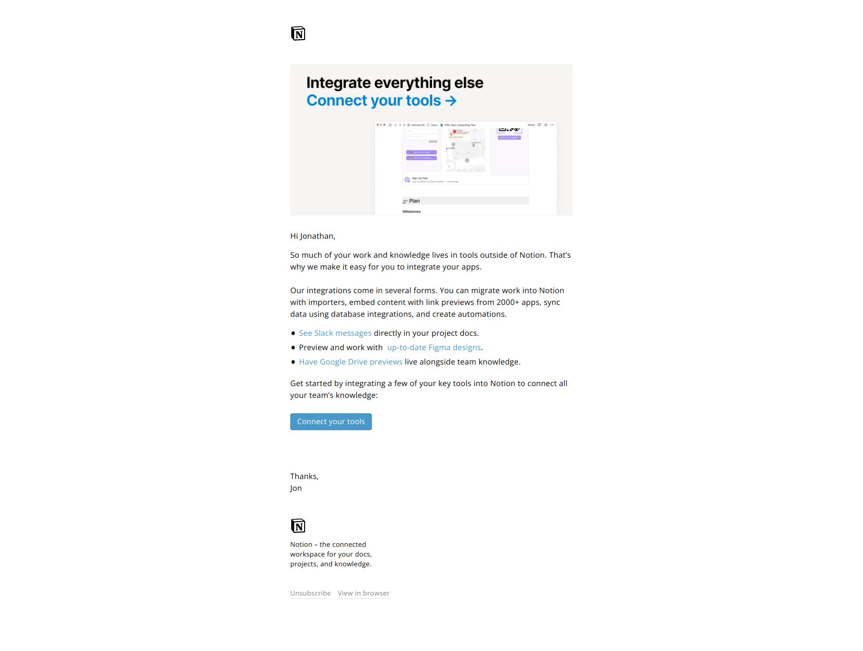 Notion for marketing teams (6/7): — email screenshot from Notion