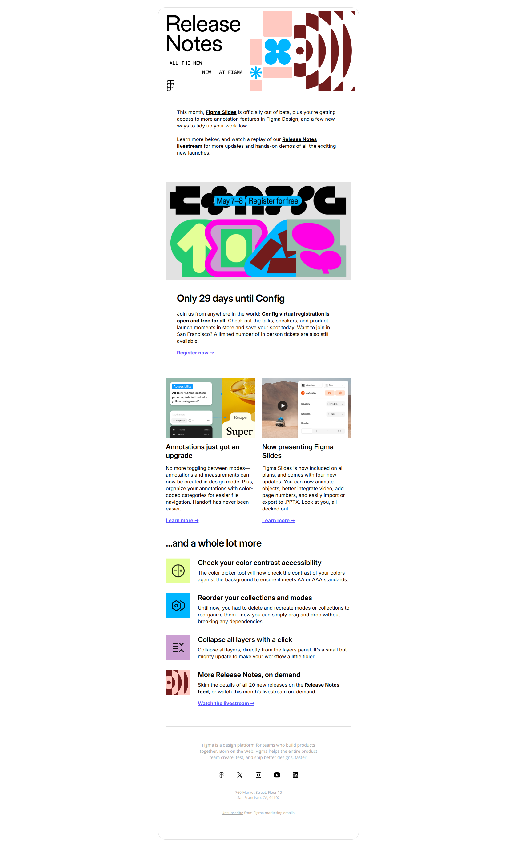 New Figma feature drops, just for you — email screenshot from Figma