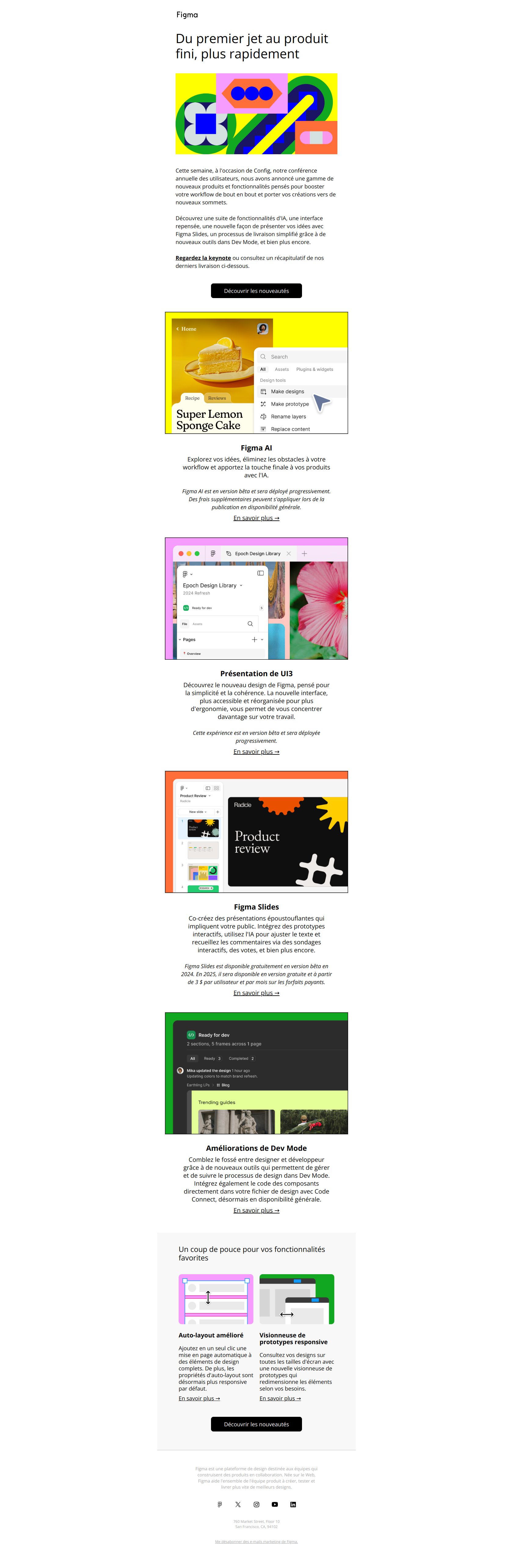 Nouveautés de Config 2024 — email screenshot from Figma