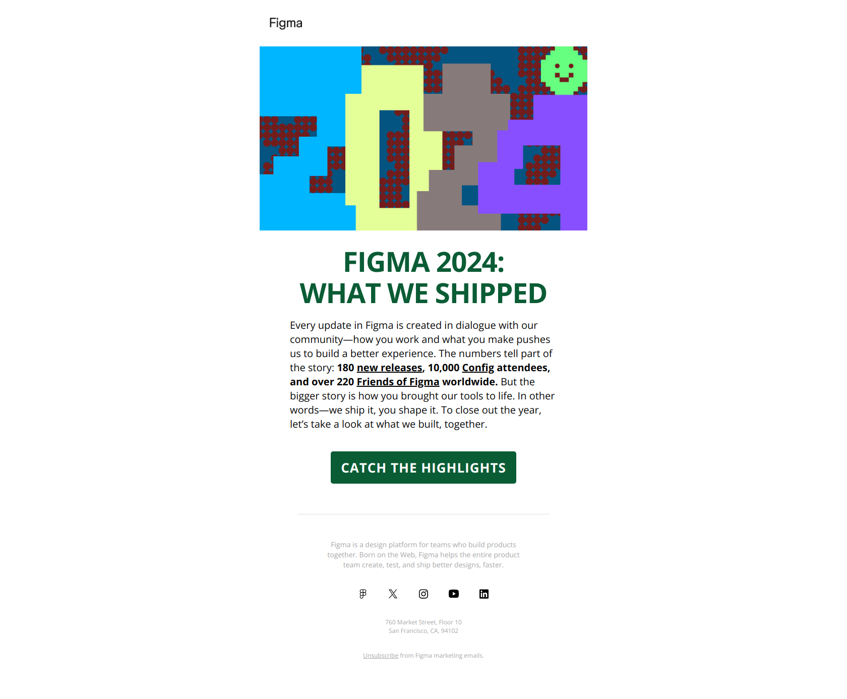 Everything we shipped in 2024 — email screenshot from Figma