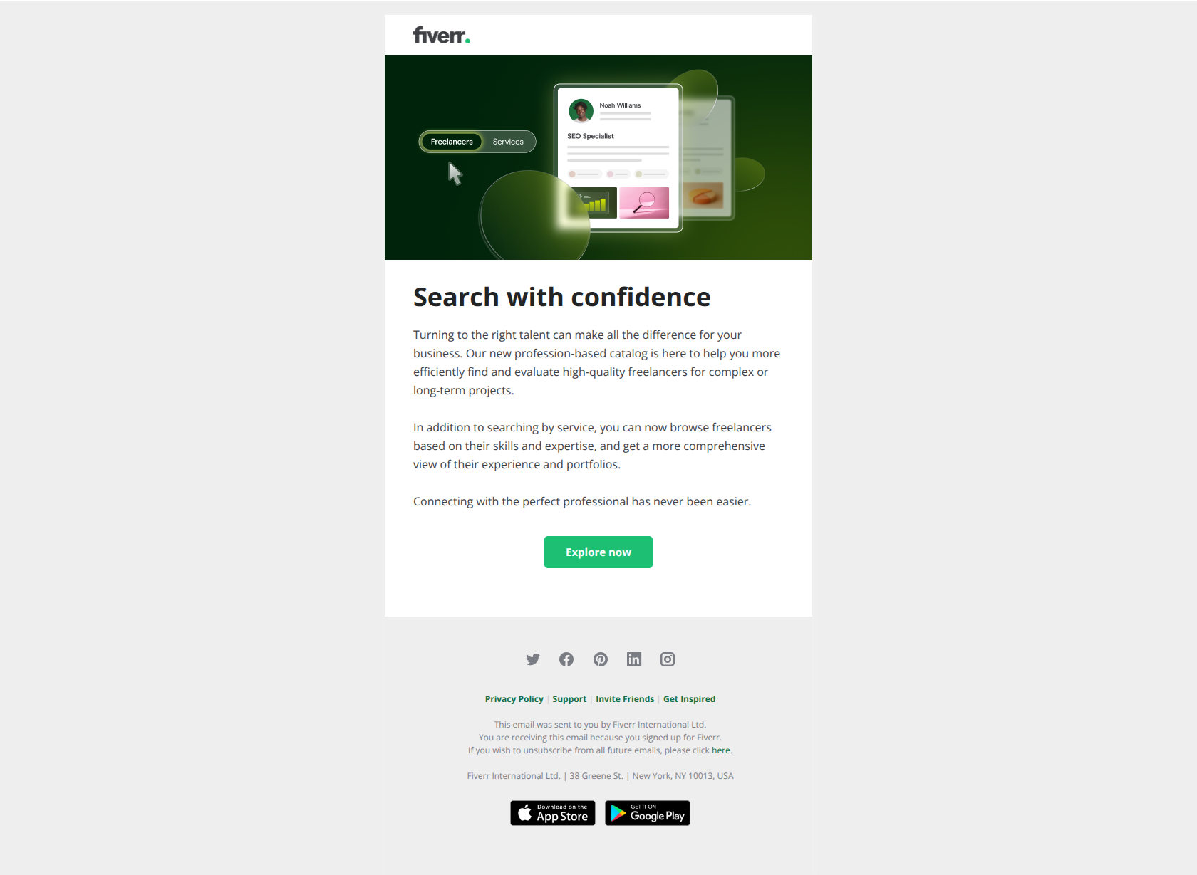 Looking for freelance talent? We just made your life easier — email screenshot from Fiverr