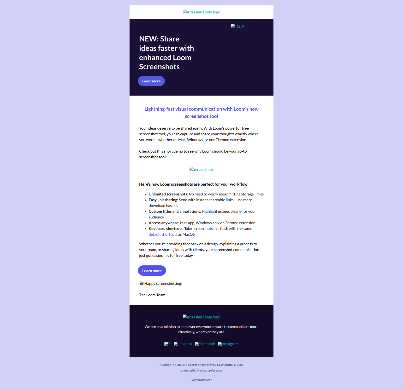 📸 NEW: Loom’s free screenshot tool — email screenshot from Loom