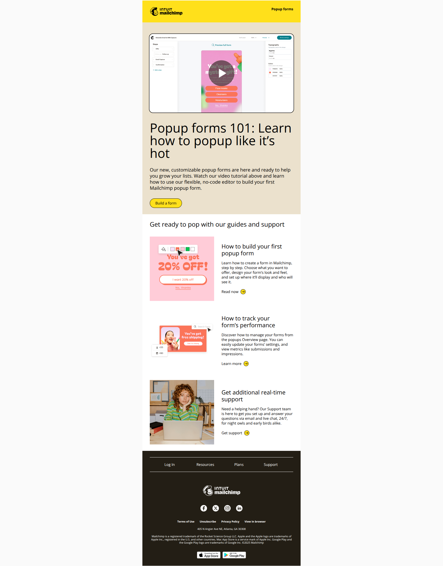 Get your forms popping with our video tutorial and guides — email screenshot from MailChimp