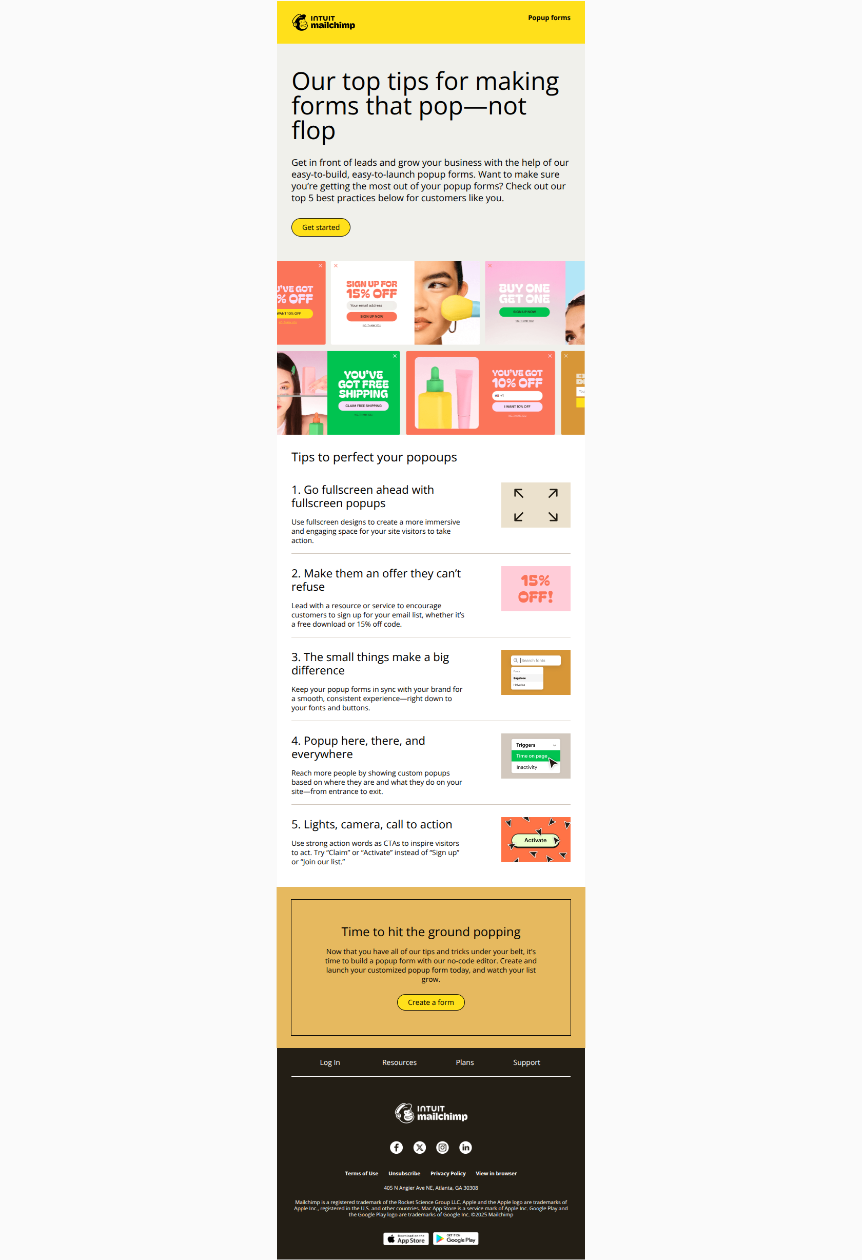 🌟 Reach popup perfection with our 5 best practices — email screenshot from MailChimp