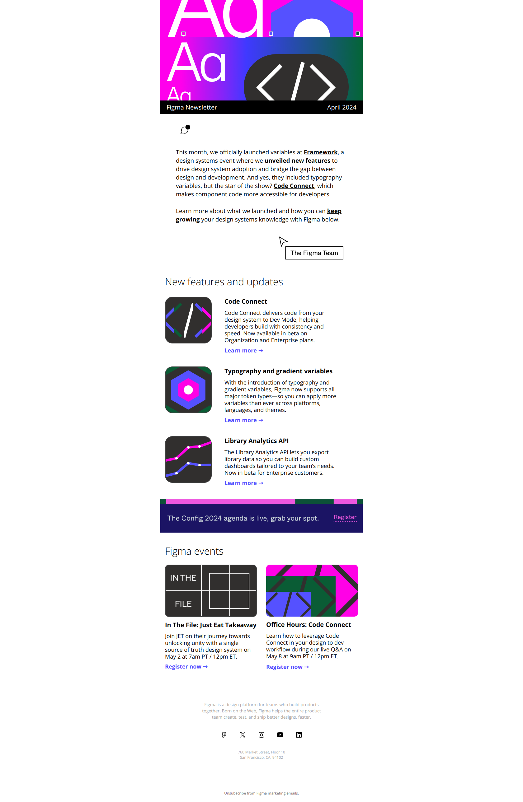 Make it (Frame) work — email screenshot from Figma